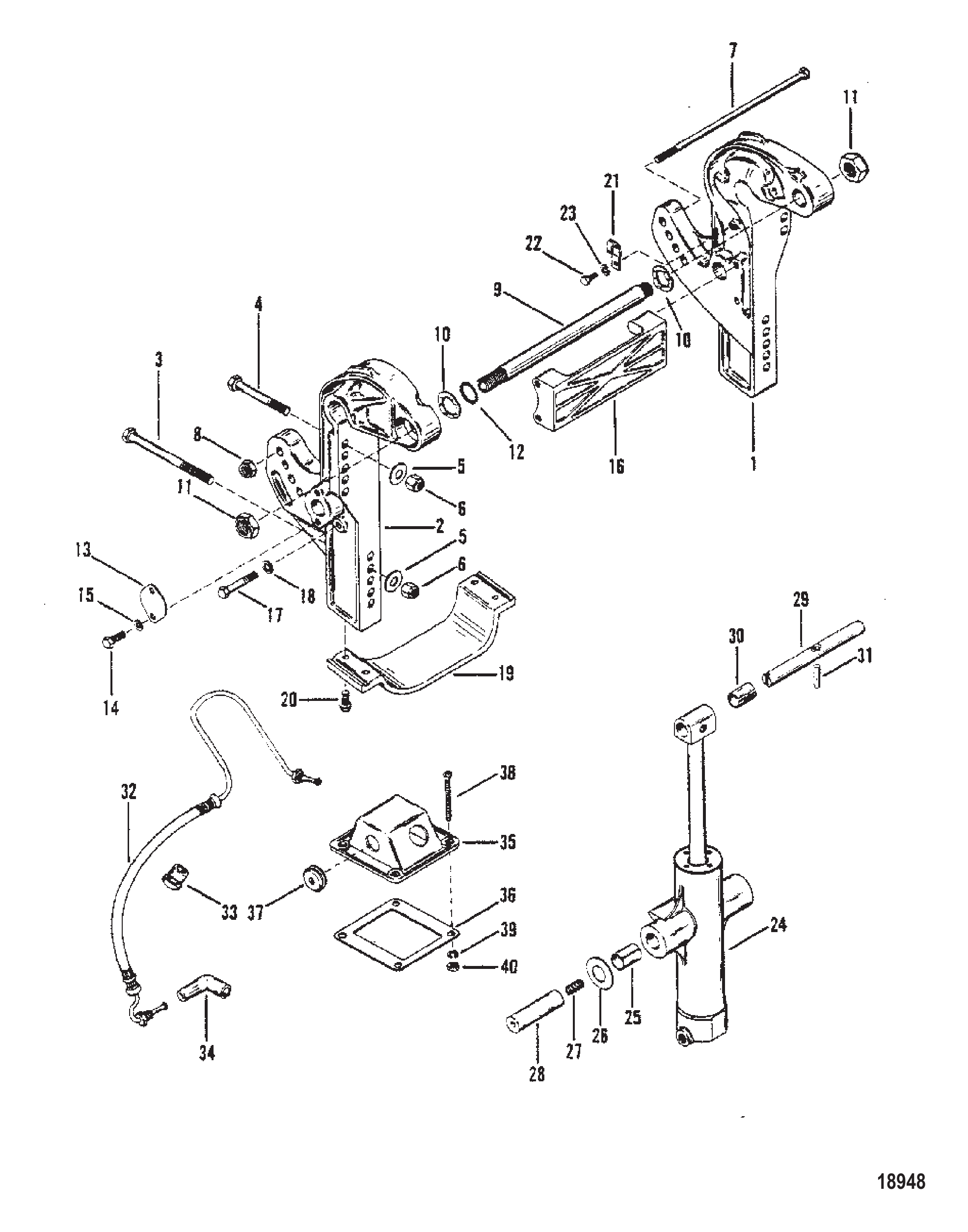 艉板支架 序列号-ME-5488752-6618750/MA-5316381-6618750 Transom Brackets S/N-ME-5488752-6618750/MA-5316381-6618750