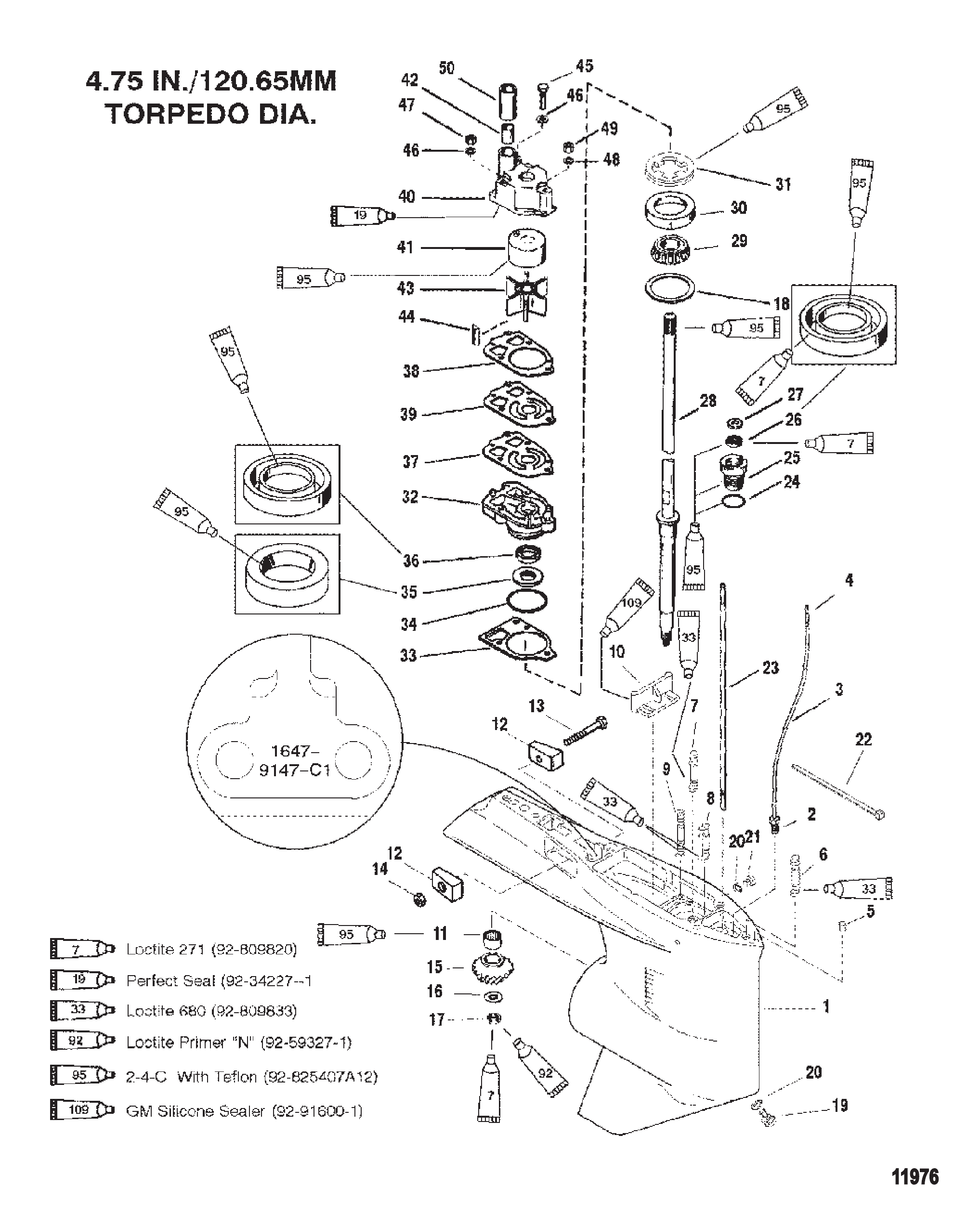 齿轮箱（驱动轴-反向-序列号0G437999及以下） Gear Housing (Driveshaft-Counter-S/N-0G437999 & Below)