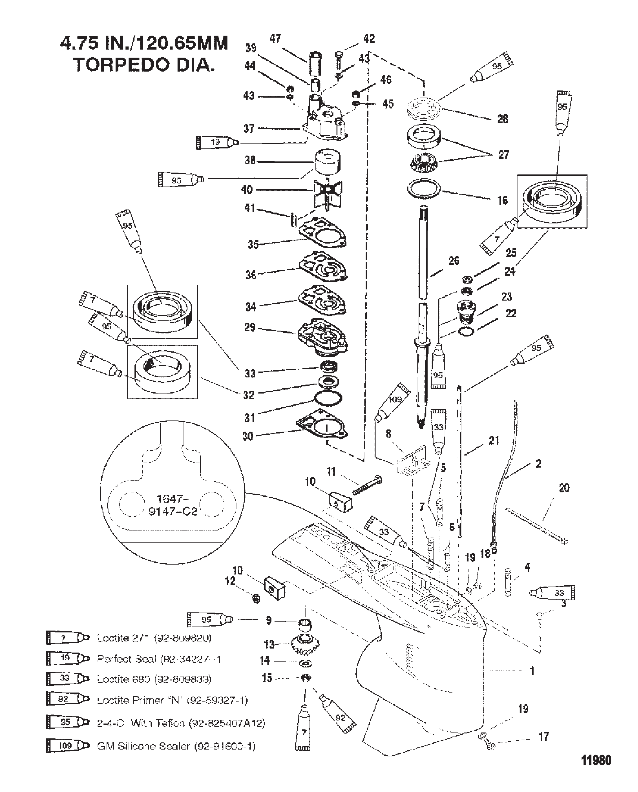 齿轮箱（驱动轴-反向-序列号0G438000及以上） Gear Housing (Driveshaft-Counter-S/N-0G438000 & Up)