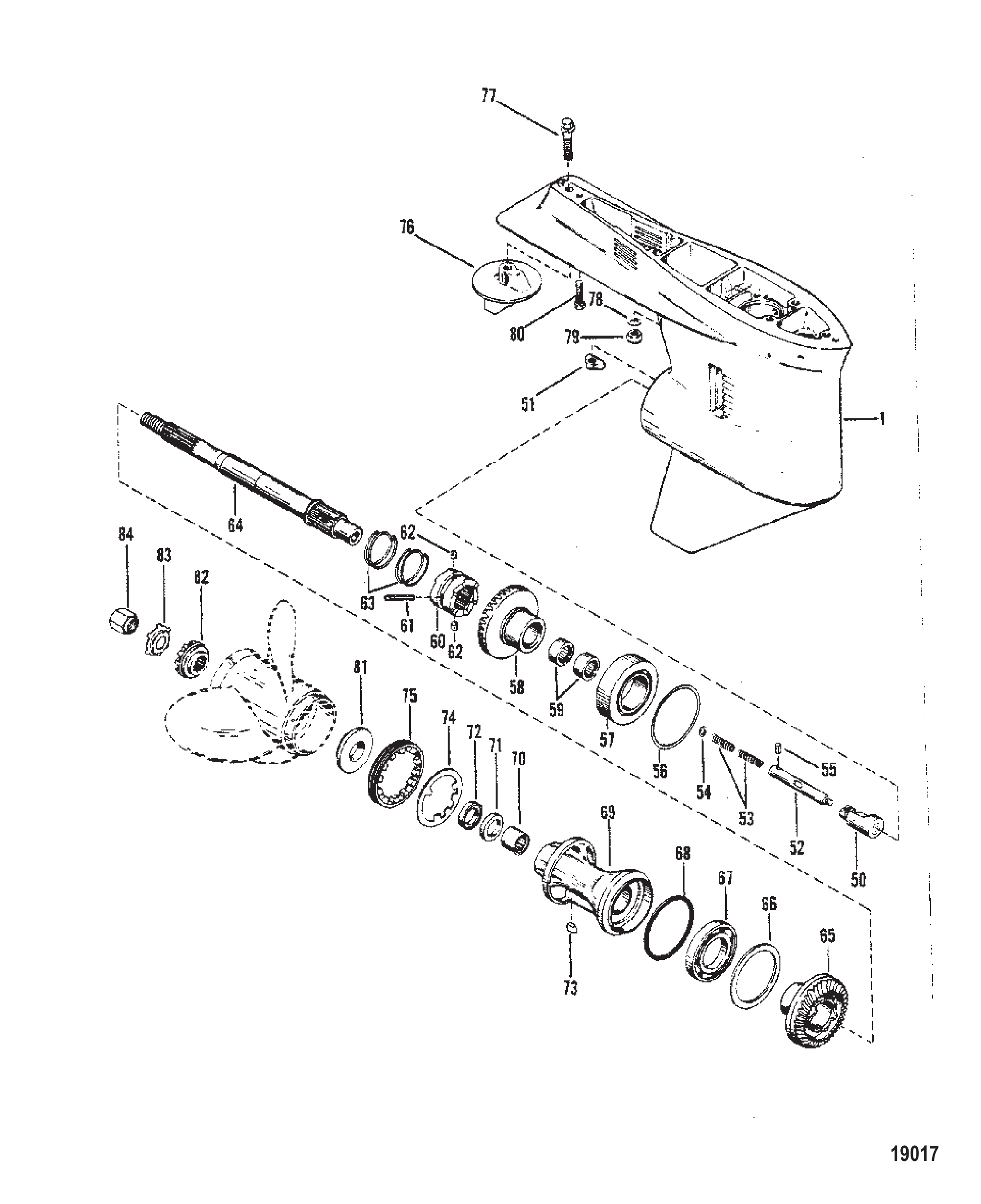 齿轮箱螺旋桨轴-无驱动轴螺母 Gear Housing Propeller Shaft - Without a Driveshaft Nut