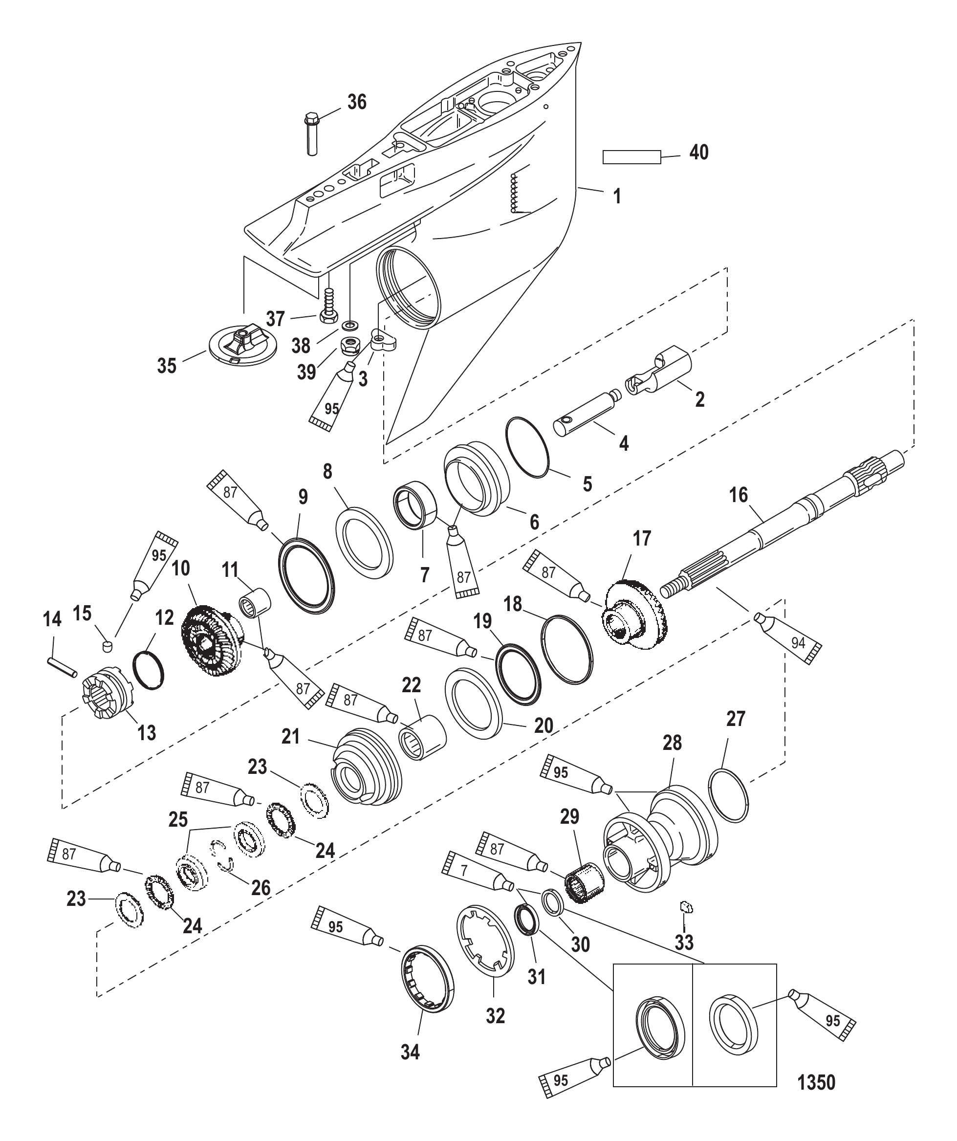 齿轮箱螺旋桨轴-反向旋转 Gear Housing Propeller Shaft - Counter Rotation