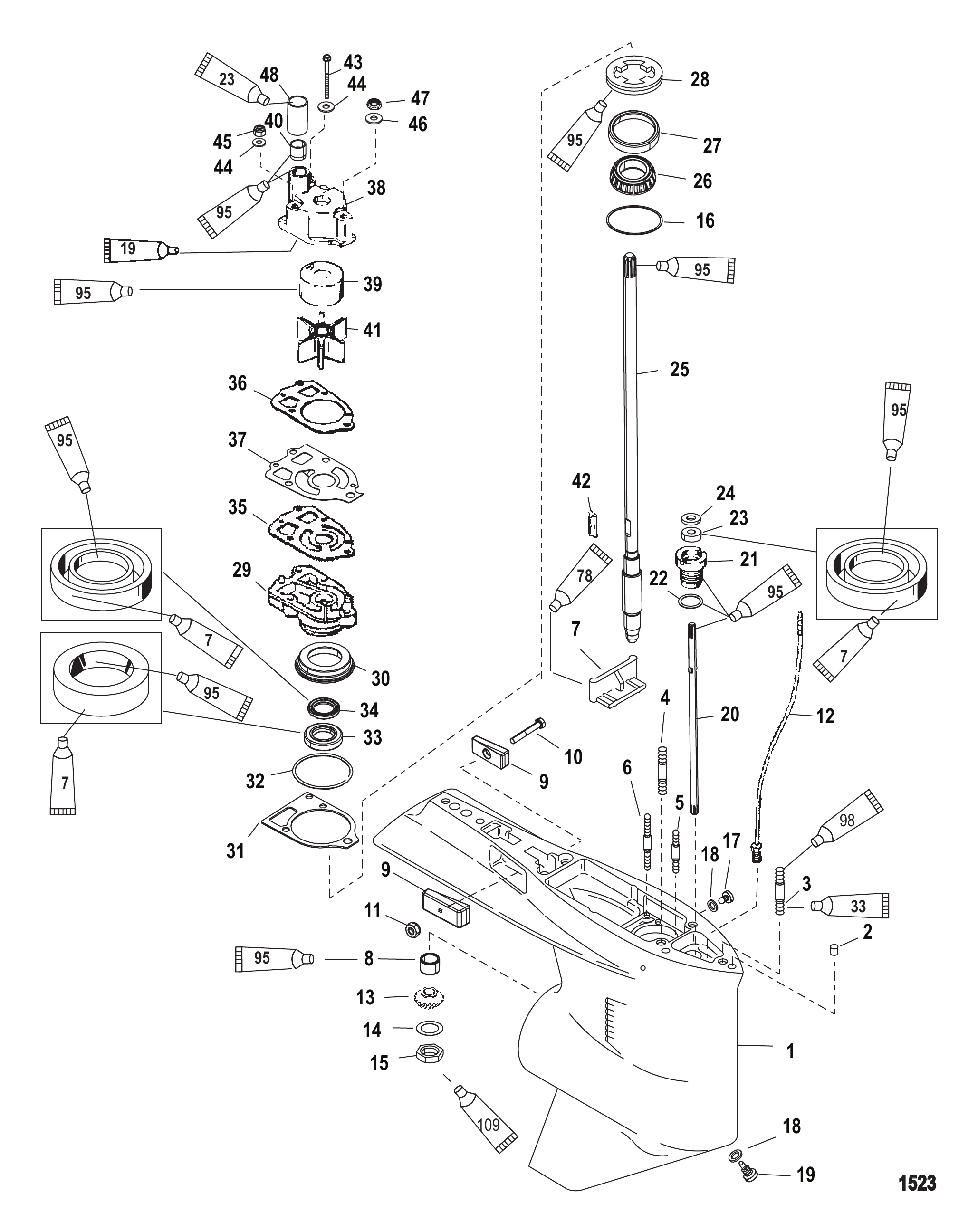 齿轮箱（驱动轴）（标准/反向旋转） Gear Housing (Driveshaft)(Standard/Counter Rotation)