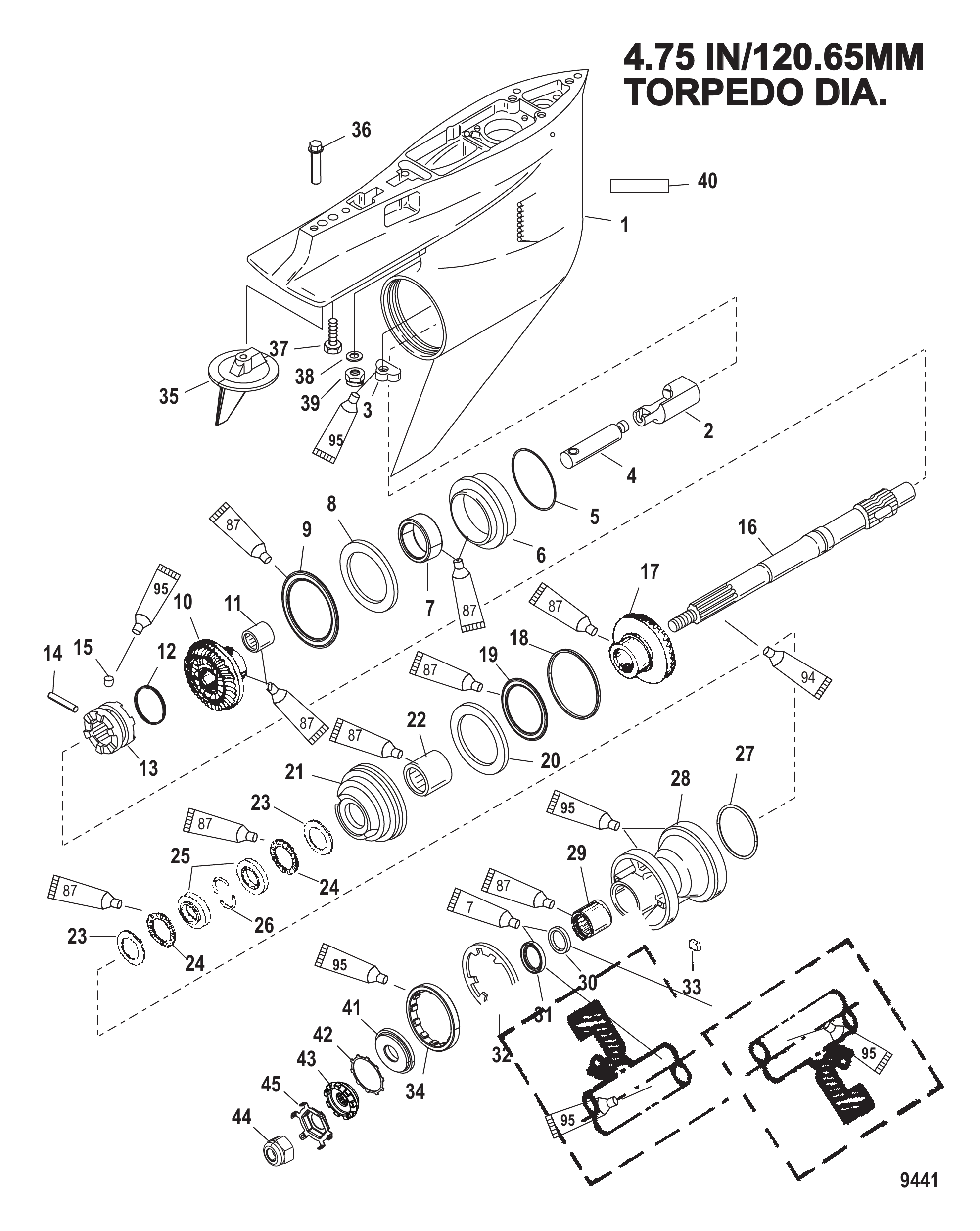 齿轮箱螺旋桨轴-反向旋转 Gear Housing Propeller Shaft - Counter Rotation