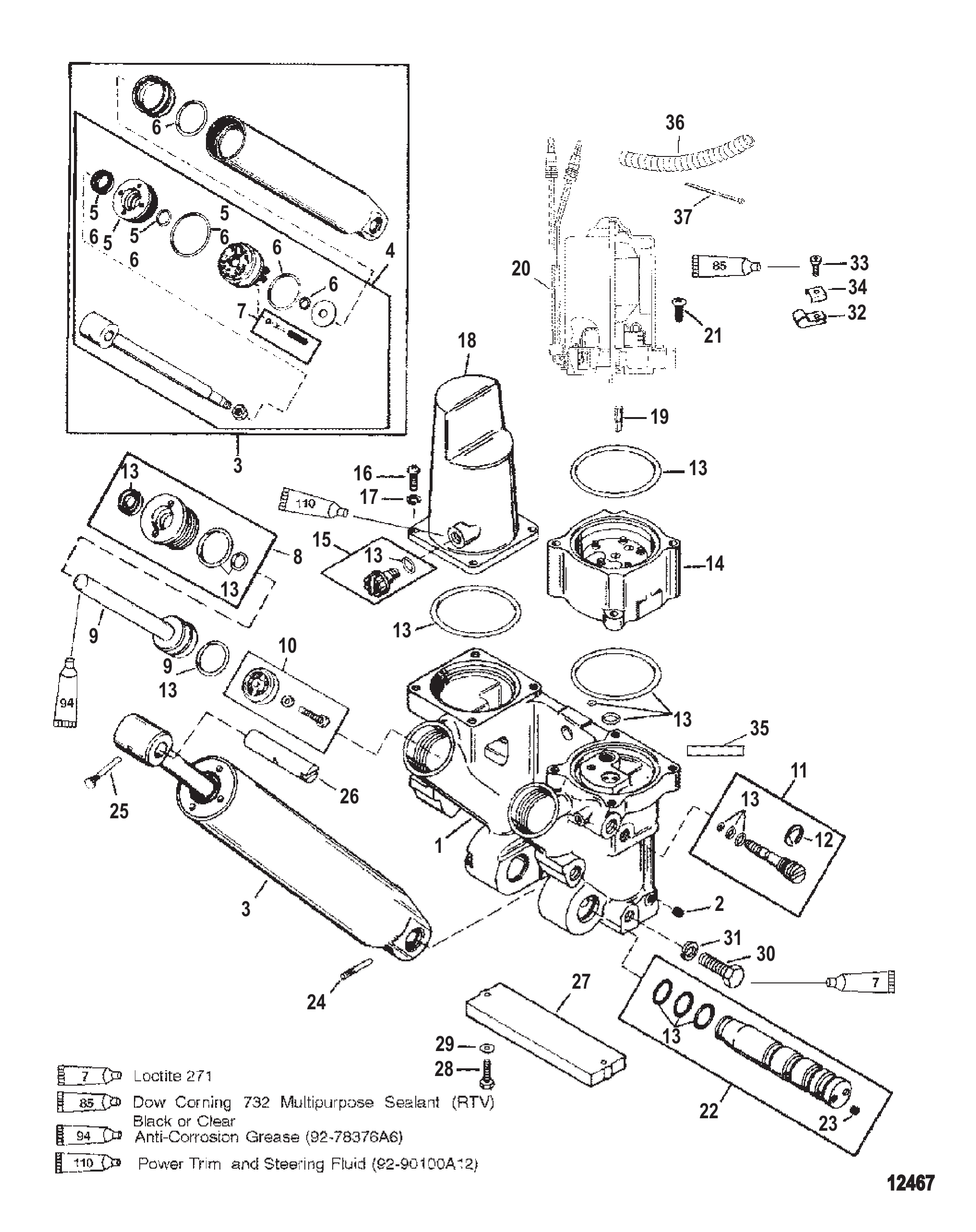 POWER TRIM COMPONENTS (REMOVABLE PUMP HOUSING) Metal Motor Housing