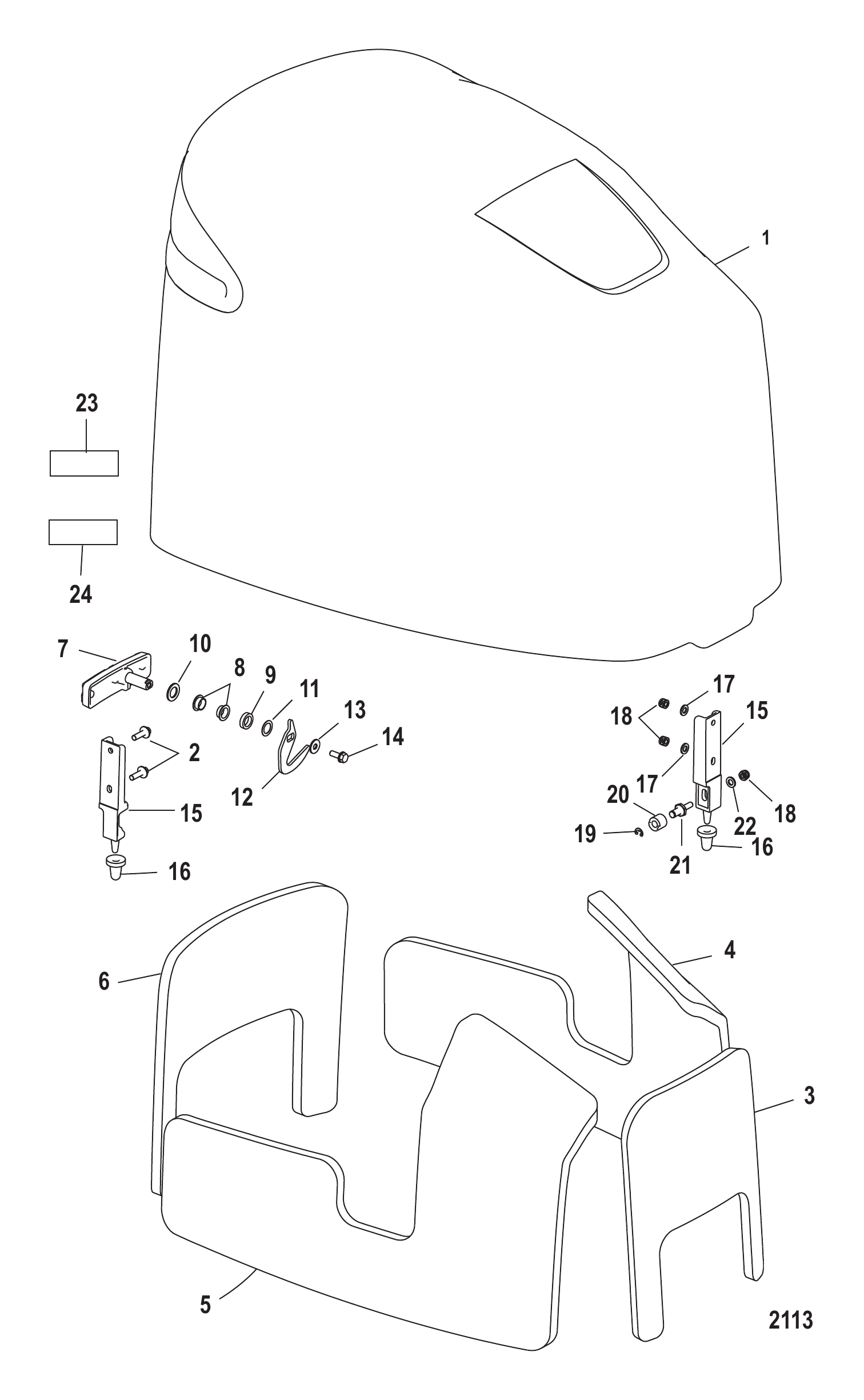 TOP COWL (S/N-0T409000 AND UP)
