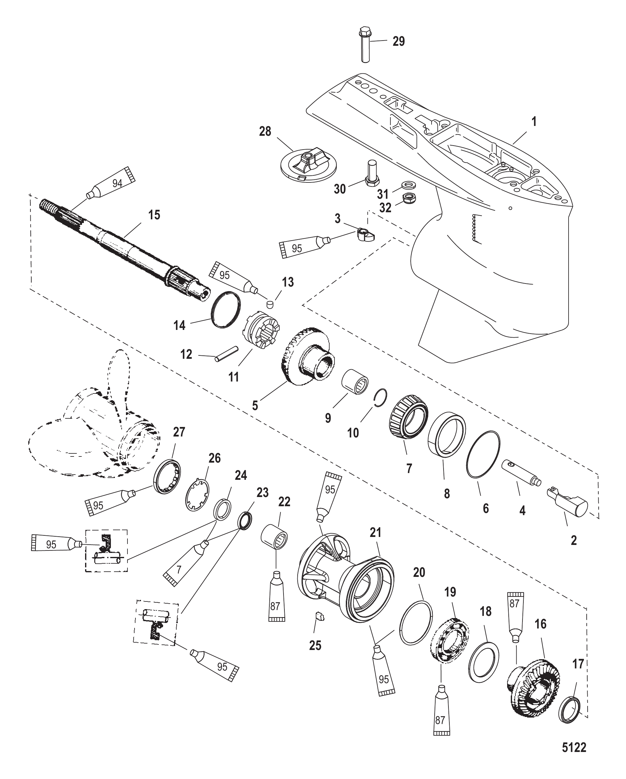 Gear Housing Propeller Shaft - Standard Rotation