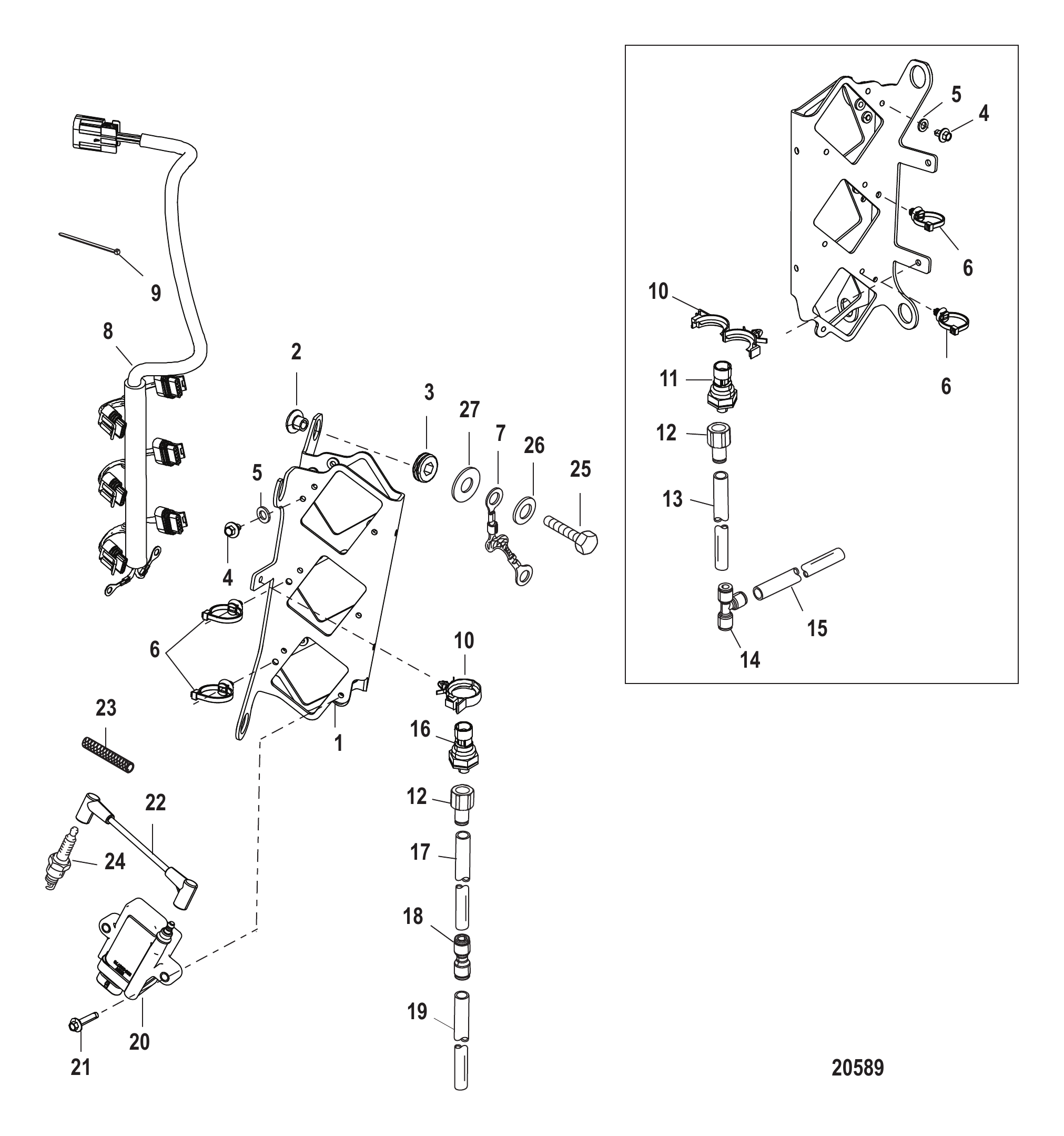 线圈板总成 序列号1B490866及以上 Coil Plate Assembly Serial Number 1B490866 and Up
