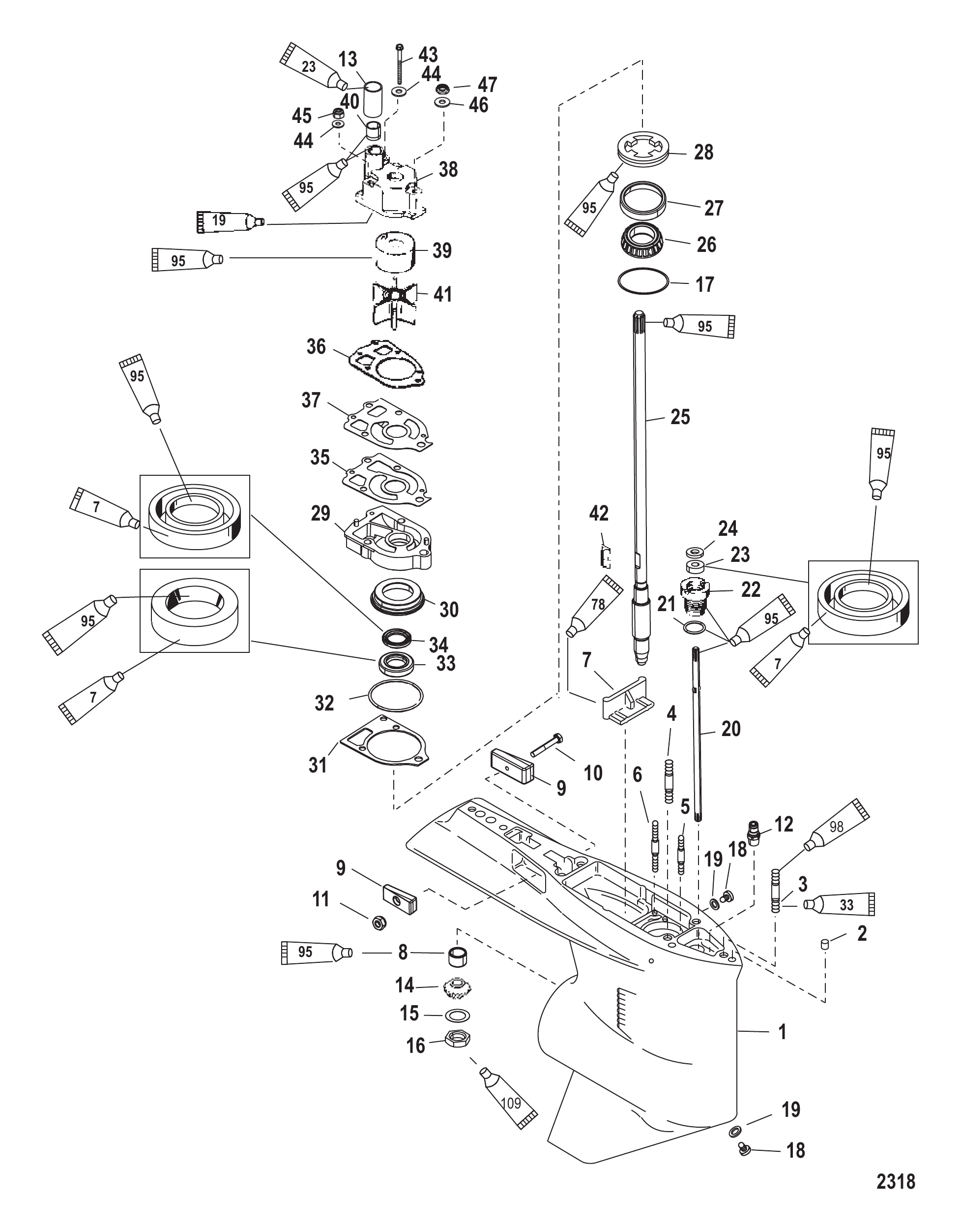 齿轮箱驱动轴-标准/反向旋转 Gear Housing Driveshaft - Standard/Counter Rotation