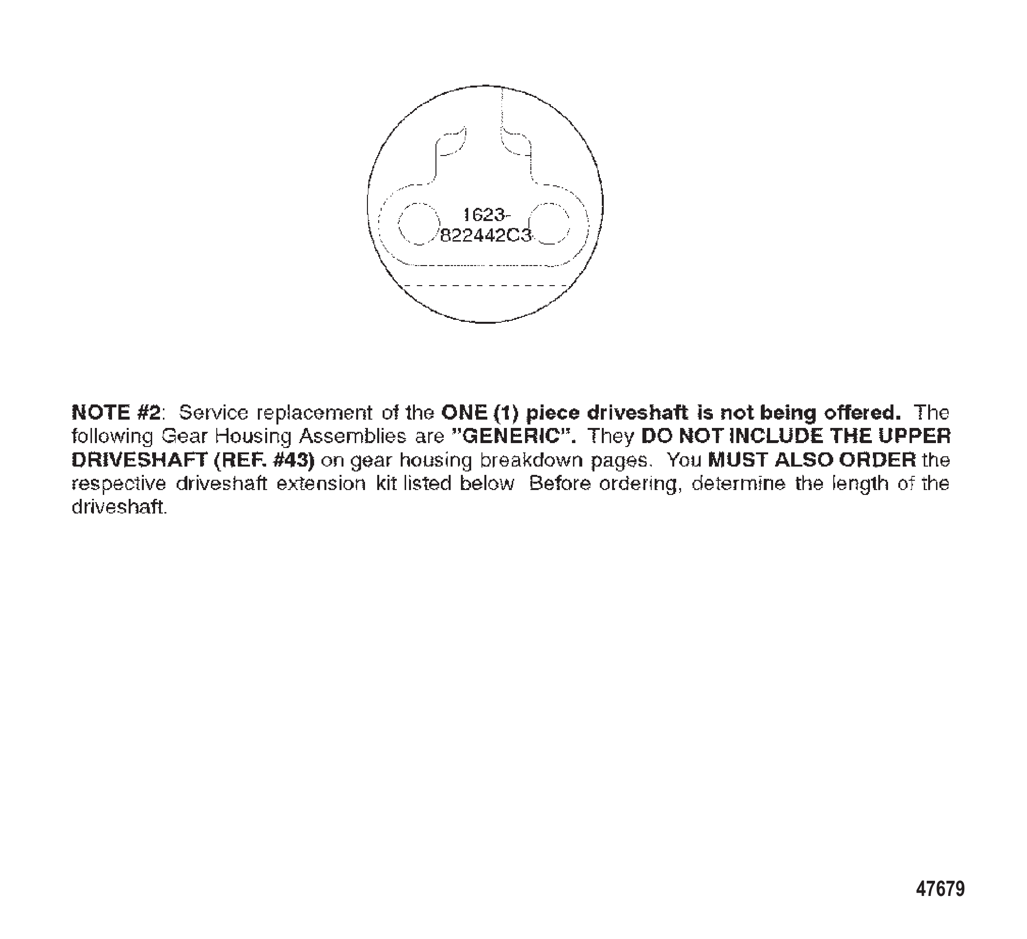 GEAR HOUSING CHART (S/N-0G438000 &amp; UP)