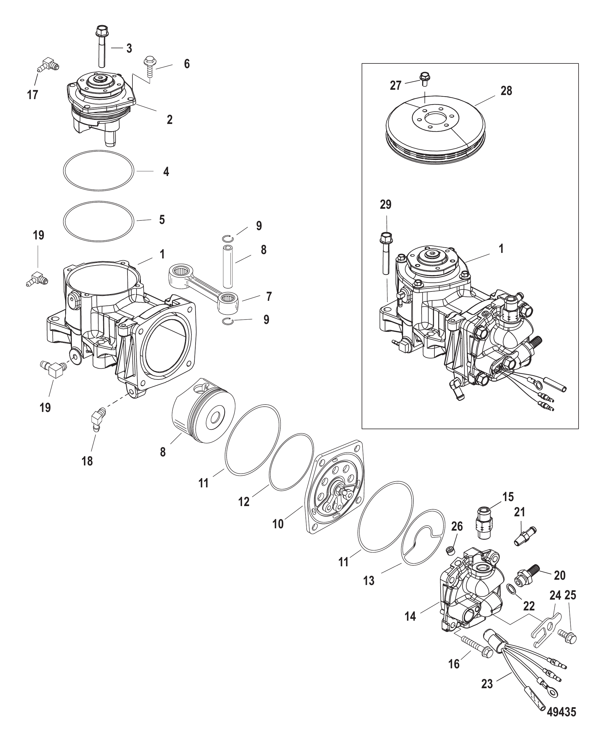 空气压缩机组件250 序列号1B885132及以上 Air Compressor Components 250 SN# 1B885132 and up