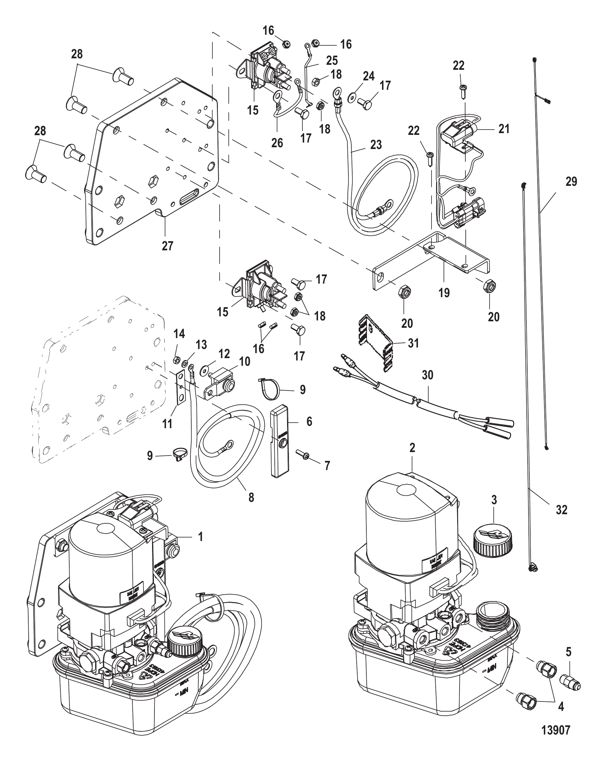 Trim Pump and Mounting Brackets