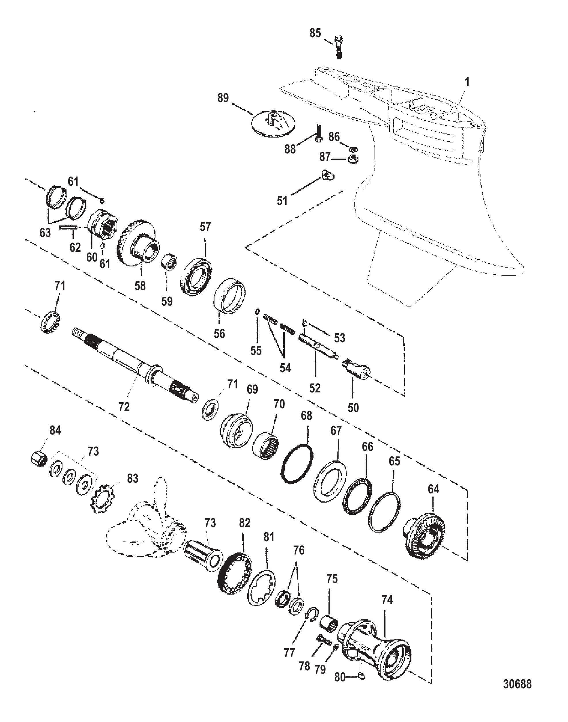 GEAR HOUSING (PROP SHAFT)(COUNTER ROTATION)(SPORTMASTER)