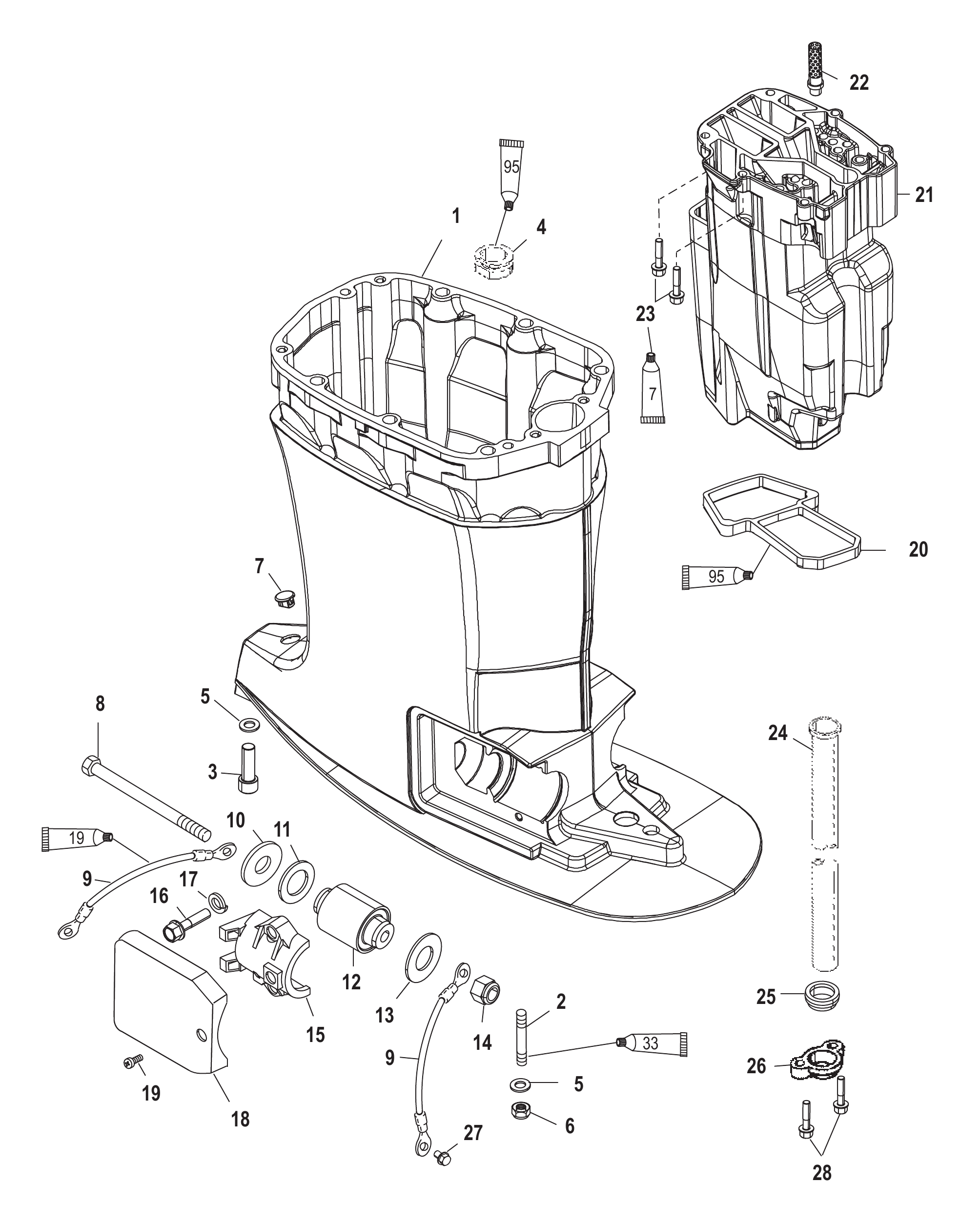 Drivehshaft Housing and Exhaust Tube
