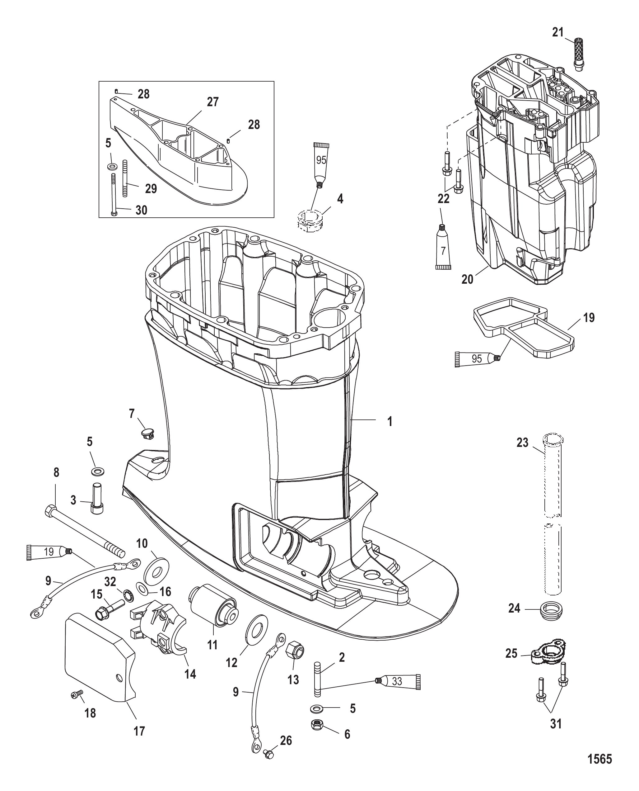 Drive Shaft Housing &amp; Exhaust Tube