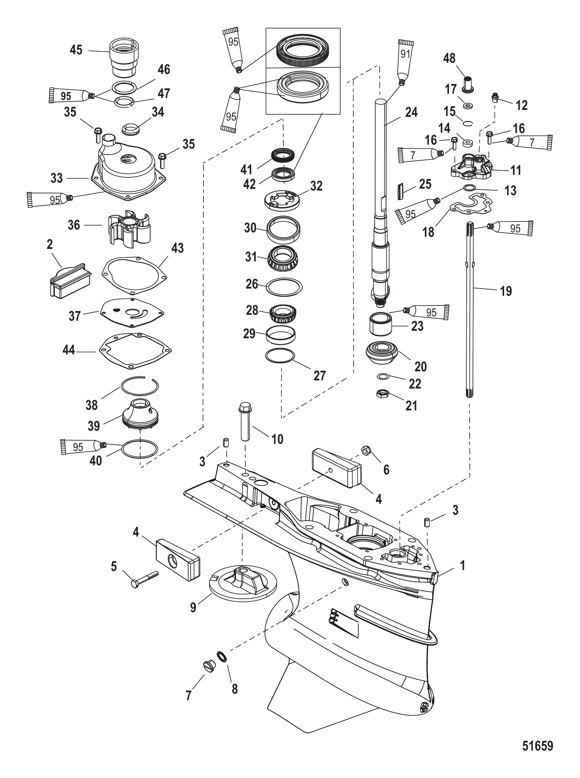 Gear Housing Driveshaft, Torque Master, Serial Number - 1E053149 and Up