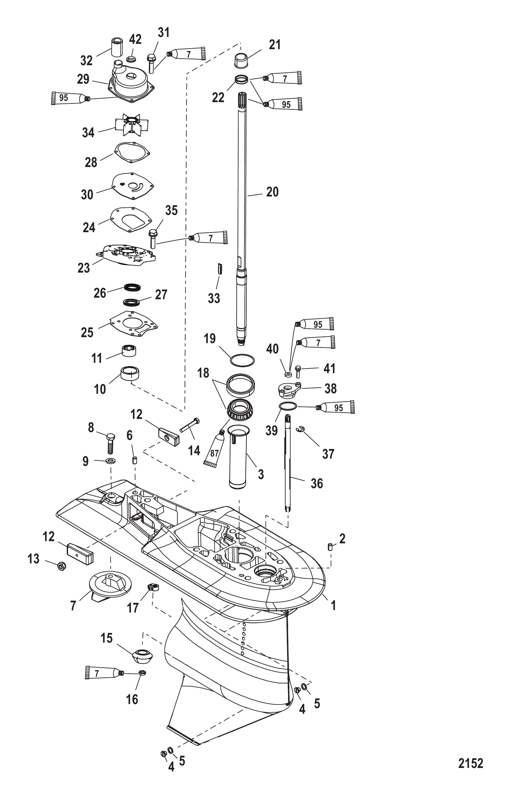齿轮箱驱动轴-2.33:1减速比 Gear Housing Driveshaft - 2.33:1 Gear Ratio