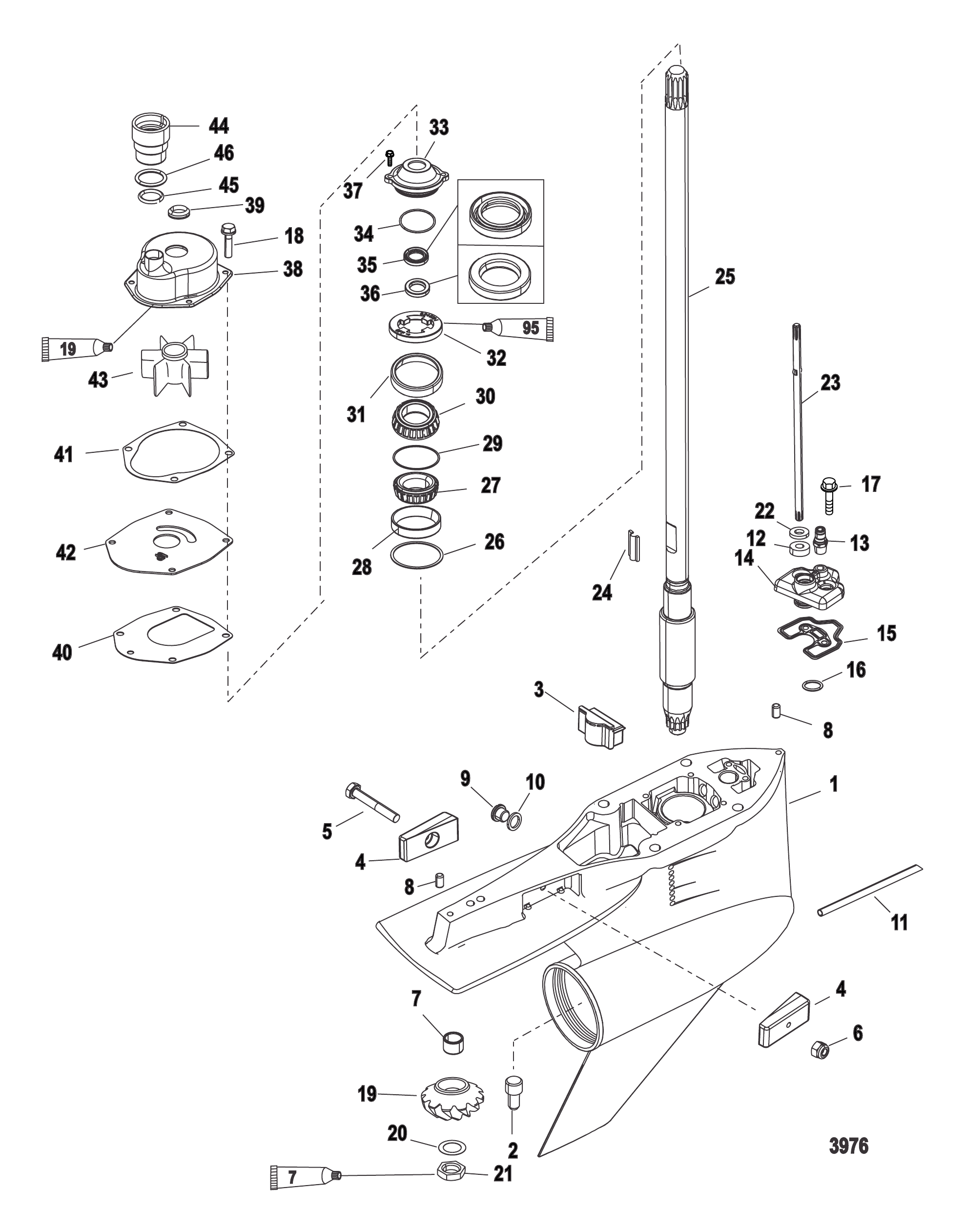 齿轮箱(驱动轴-标准/反转) Gear Housing (Driveshaft-Standard/Counter)