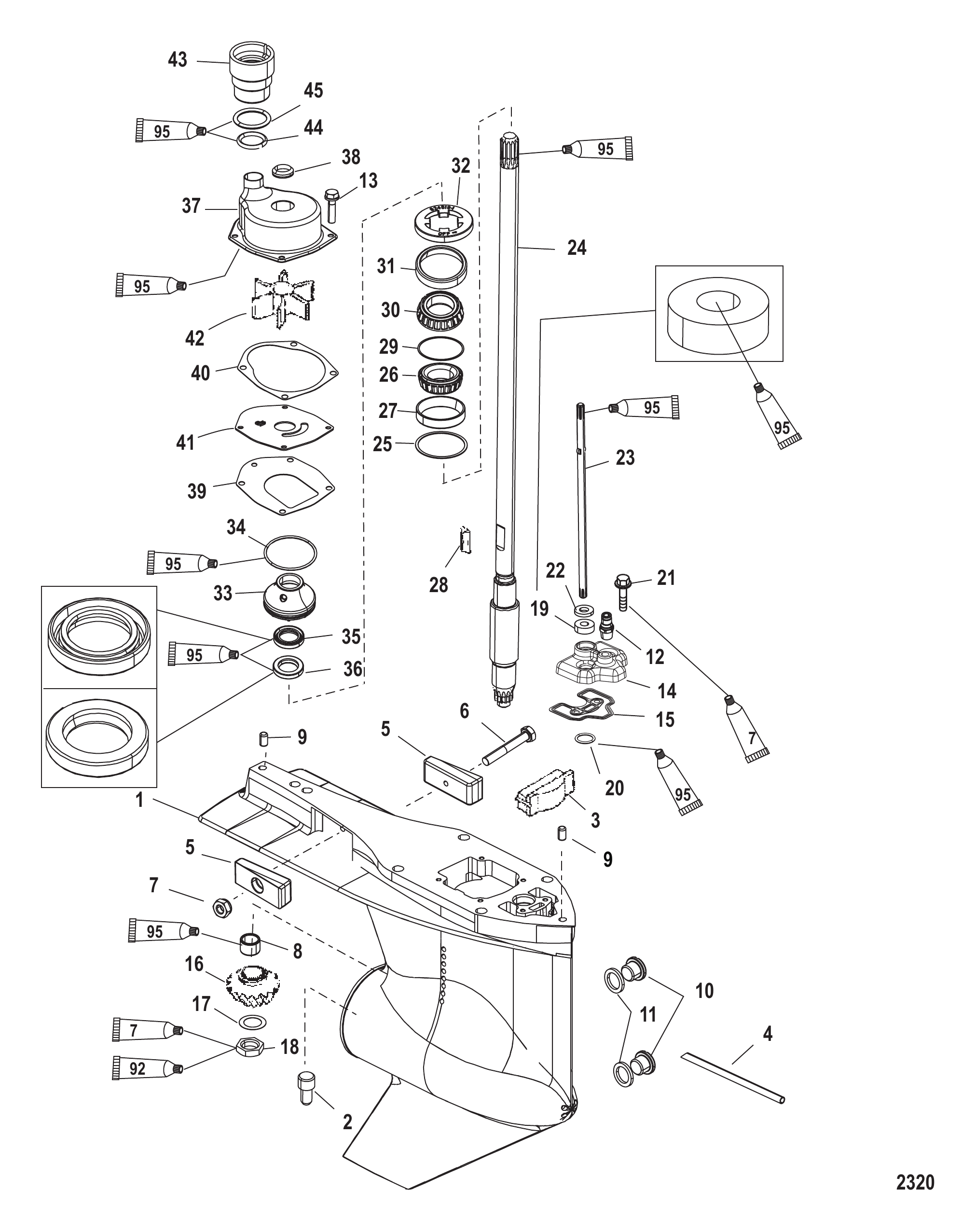齿轮箱（驱动轴）（标准/反向旋转） Gear Housing (Driveshaft)(Standard/Counter Rotation)