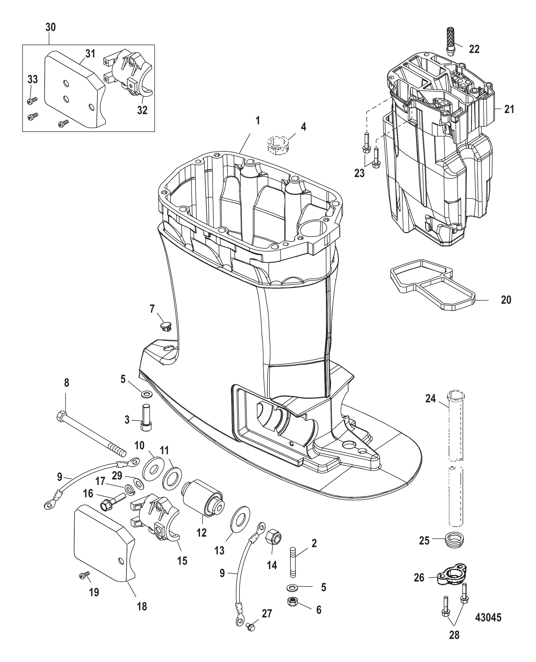 Driveshaft Housing and Exhaust Tube