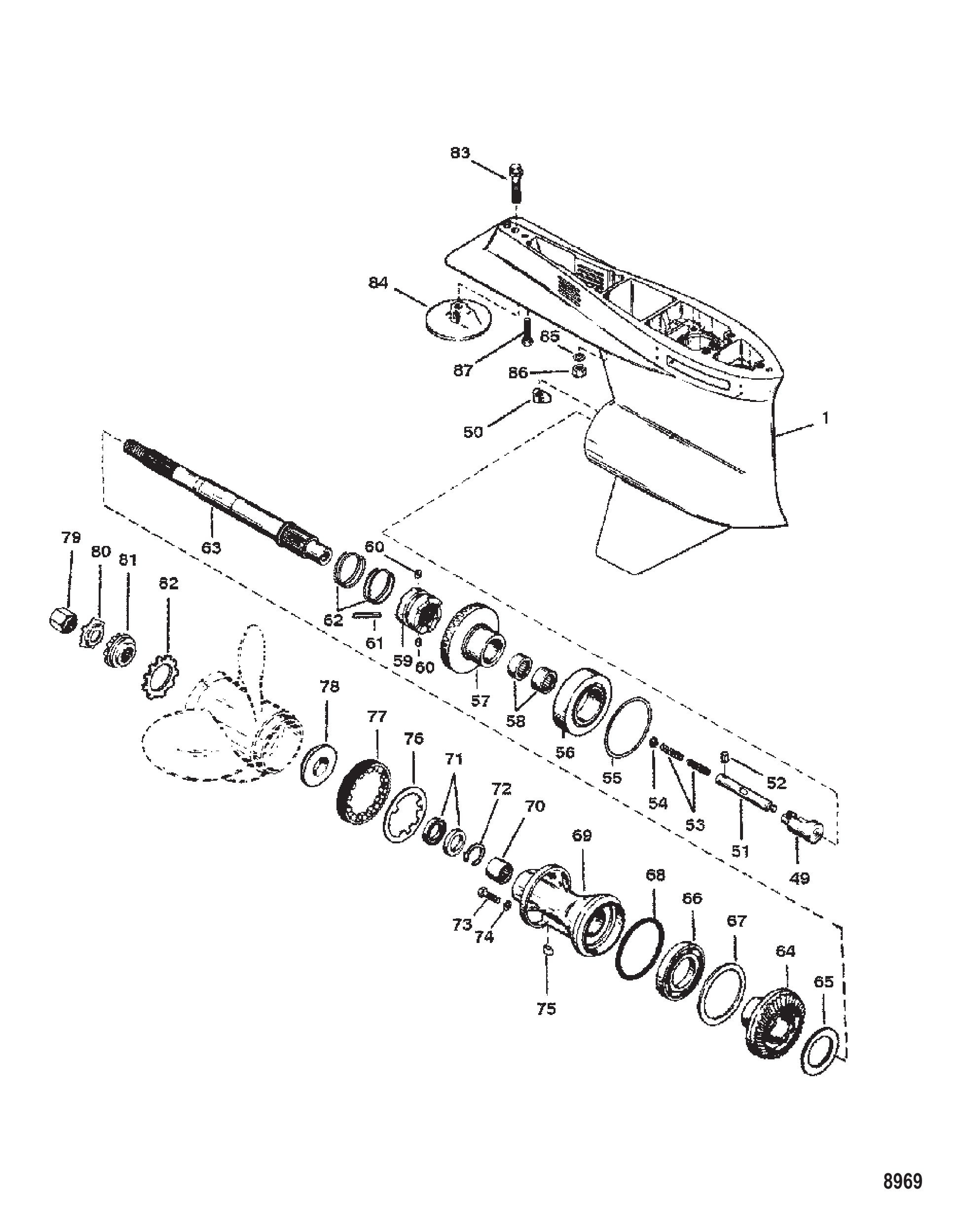 Gear Housing Propeller Shaft - CLE-1.87:1/2:1 Gear Ratio