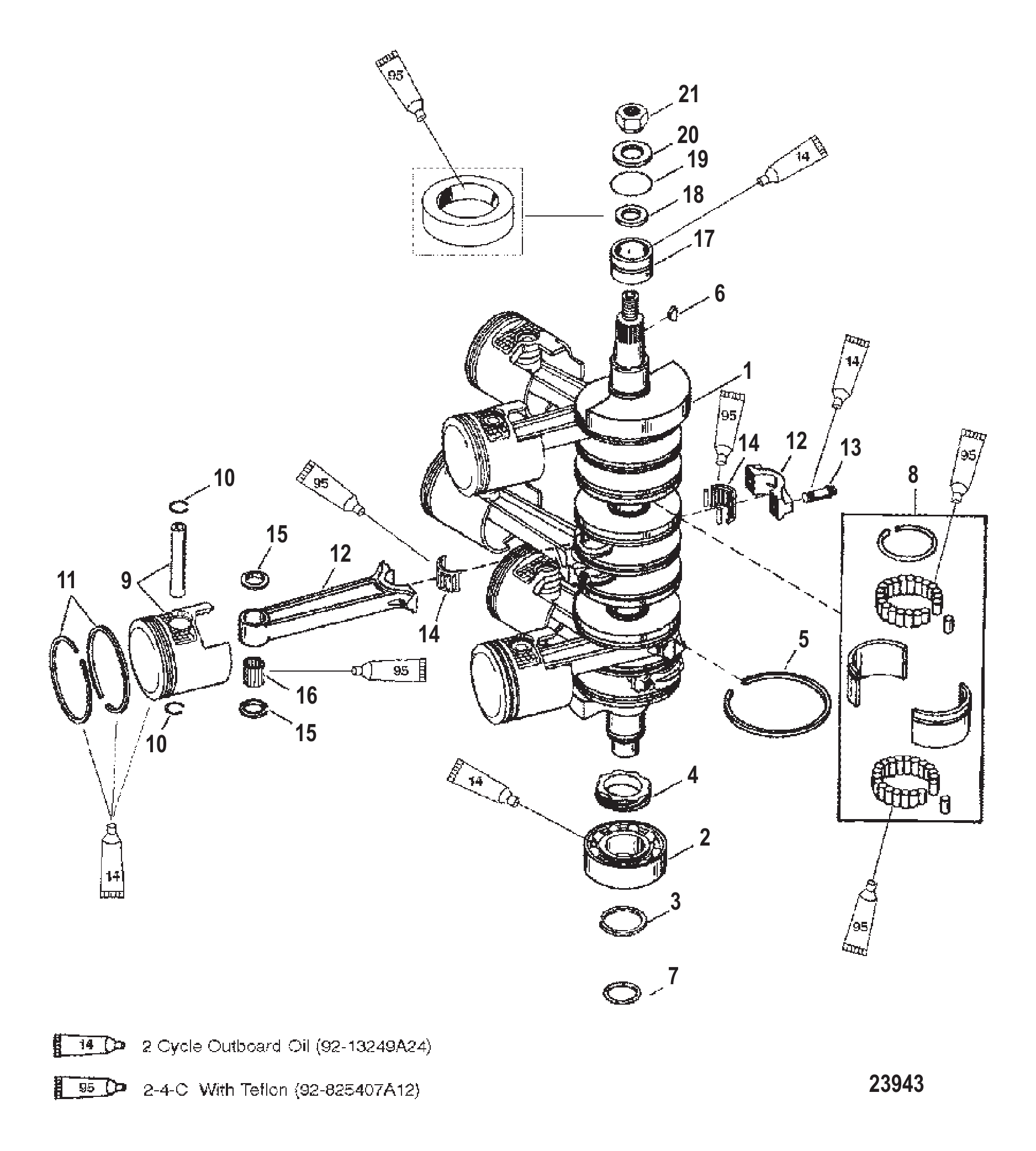 CRANKSHAFT, PISTONS AND CONNECTING RODS