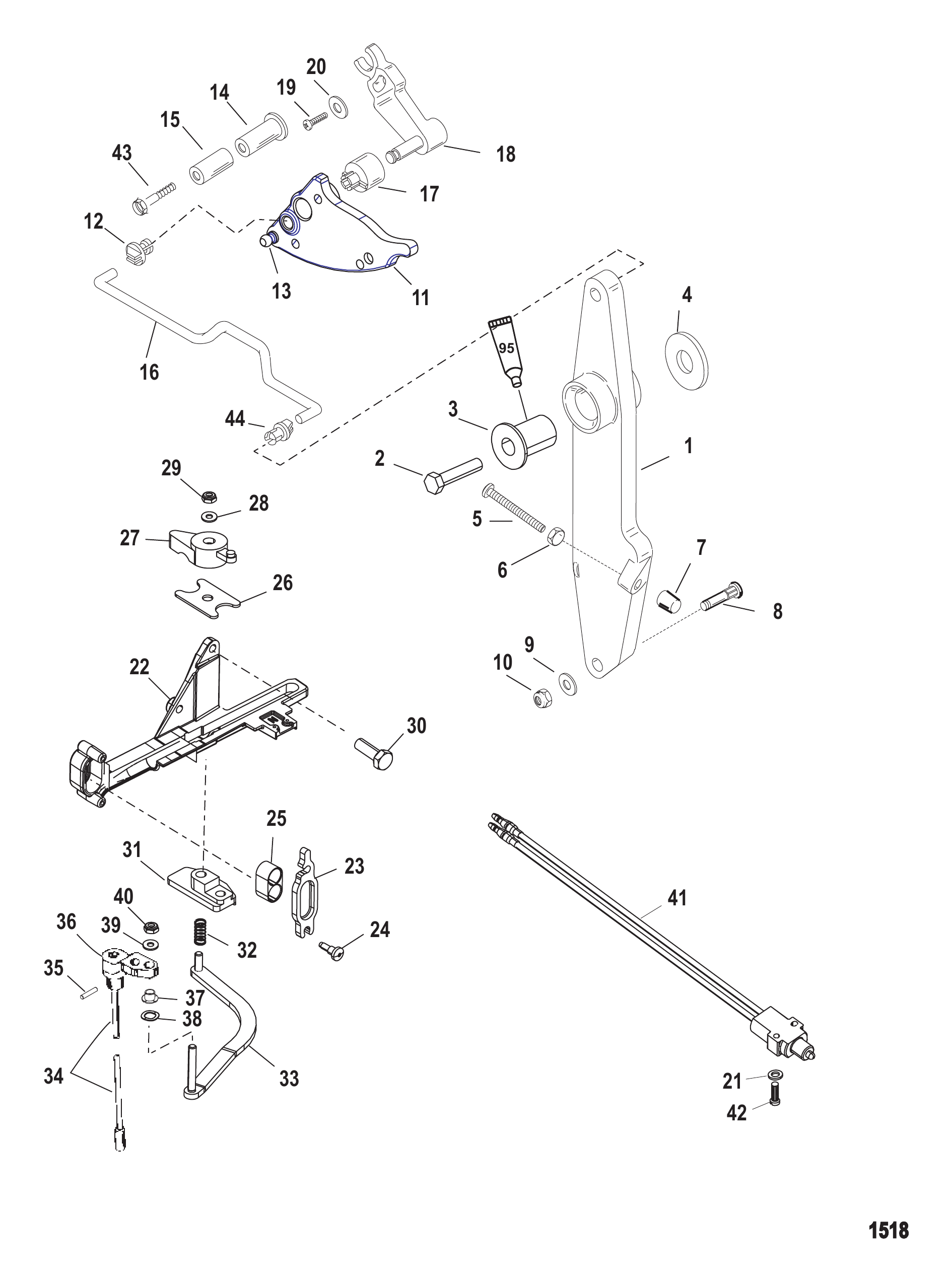 Throttle Lever And Shift Shaft (S/N-0T818234 &amp; Below)