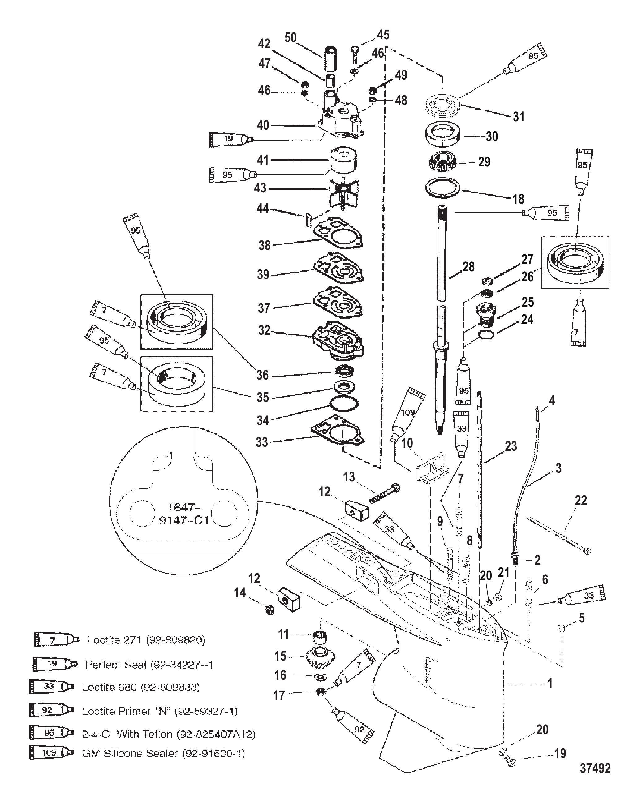 齿轮箱（驱动轴）（标准旋转）（序列号0G437999及以下） GEAR HSG (DRIVESHAFT)(STD ROTATION) (S/N-0G437999, BELOW)