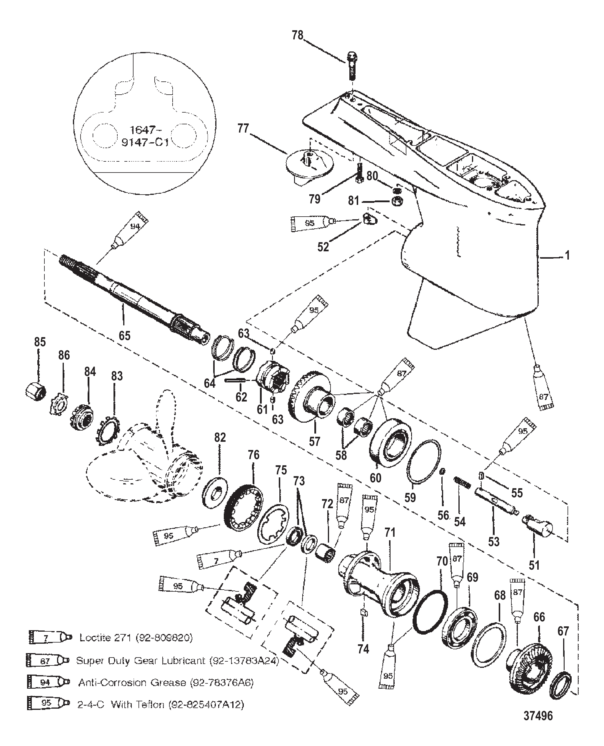 齿轮箱（螺旋桨轴）（标准旋转）（序列号0G437999及以下） GEAR HSG (PROP SHAFT)(STD ROTATION) (S/N-0G437999, BELOW)
