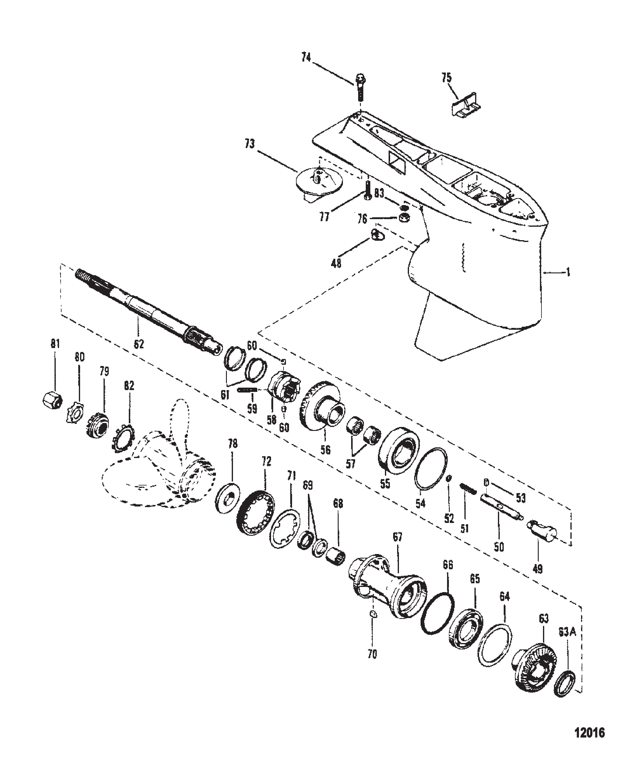 齿轮箱螺旋桨轴-1.87:1减速比 4.75英寸直径 Gear Housing Propshaft-1.87:1 Gear Ratio 4.75 Inch Dia