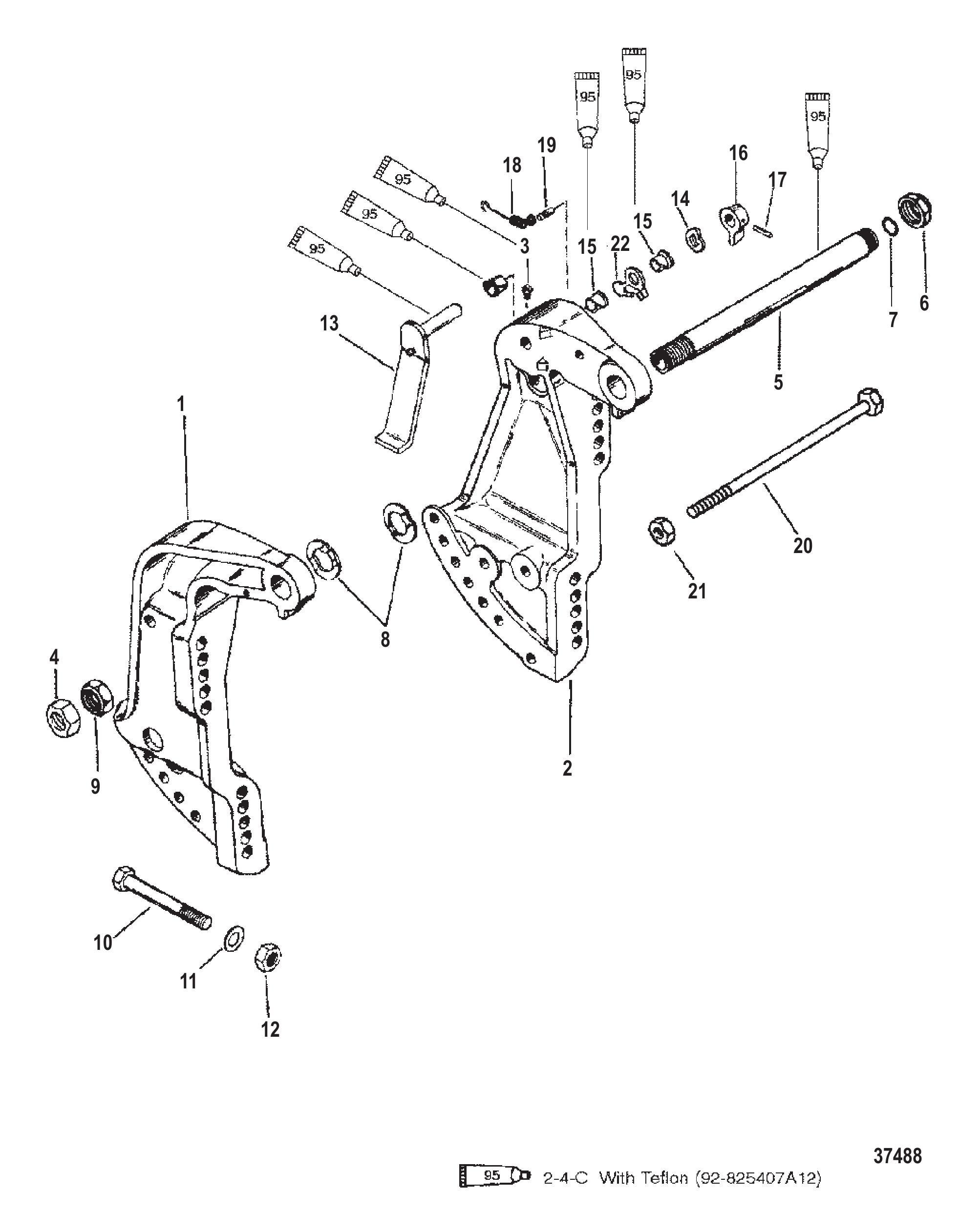 艉板支架（序列号0G589999及以下） TRANSOM BRACKETS (S/N-0G589999 & BELOW)