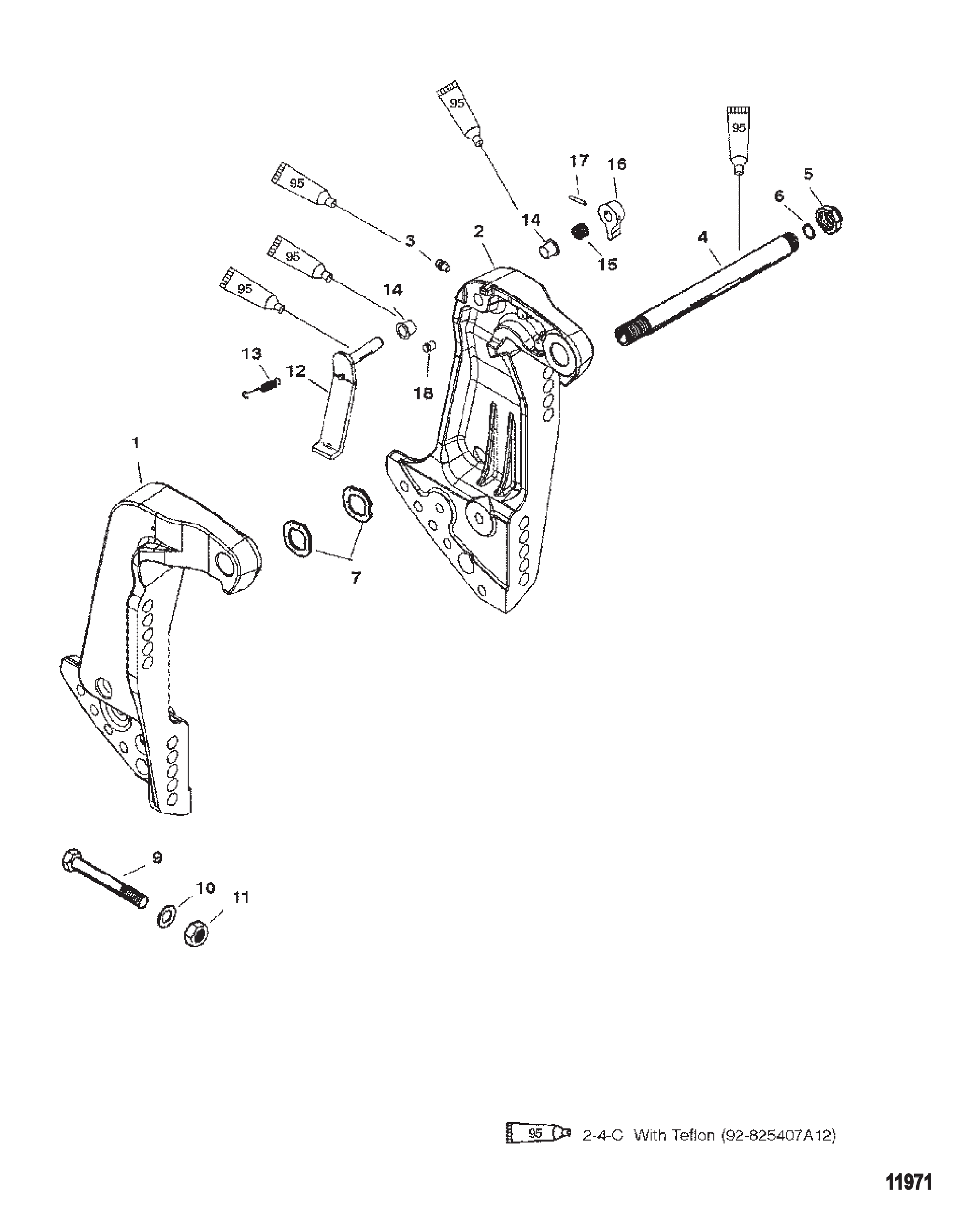 艉板支架（序列号0G590000及以上） Transom Brackets (S/N-0G590000 & Up)