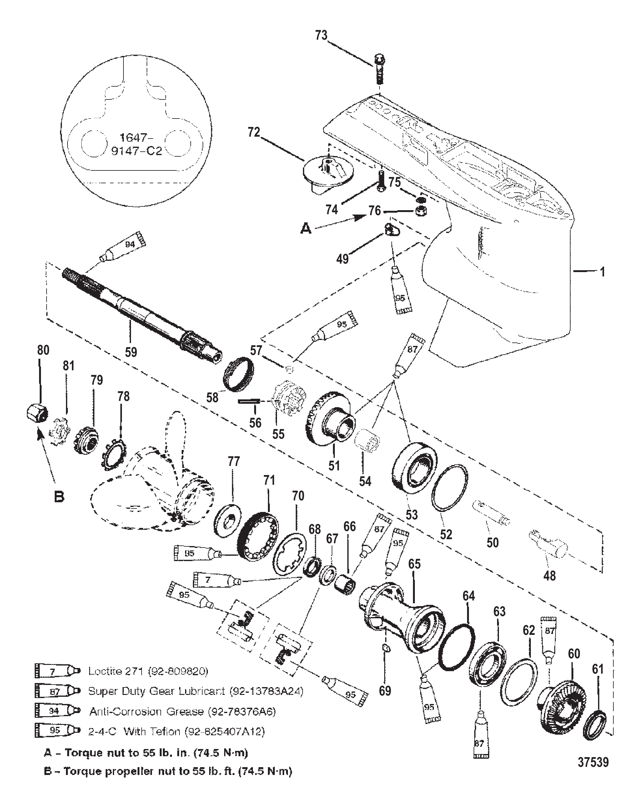 齿轮箱（螺旋桨轴）（标准旋转）（序列号0G438000及以上） GEAR HSG (PROP SHAFT)(STD ROTATION) (S/N-0G438000, UP)
