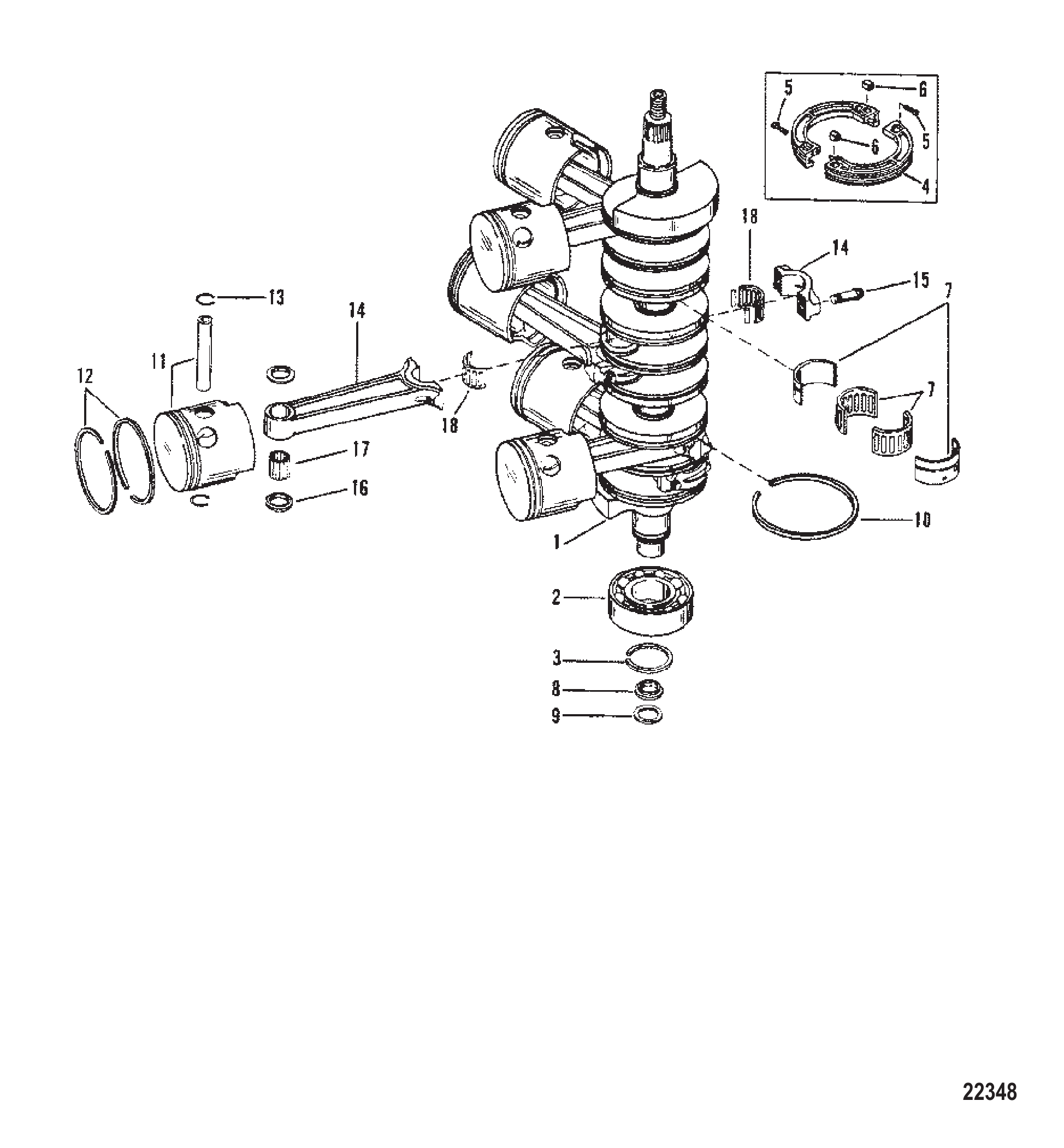 曲轴（连杆锻件号644-818141） CRANKSHAFT (Conn. Rod Forging # is 644-818141)