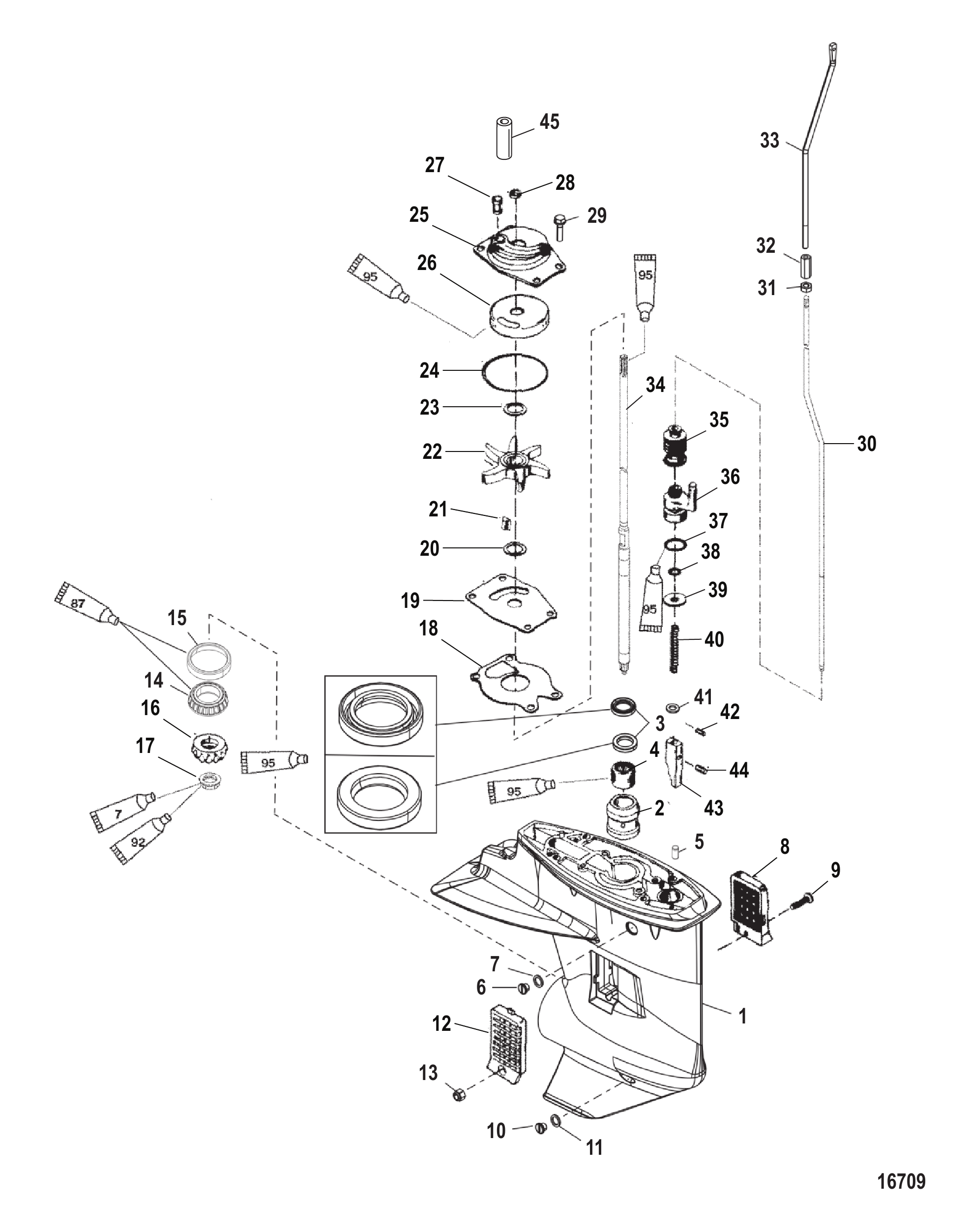 齿轮箱（驱动轴）（2.42:1传动比）（大脚型） Gear Housing (Driveshaft)(2.42:1 Gear Ratio)(Bigfoot)