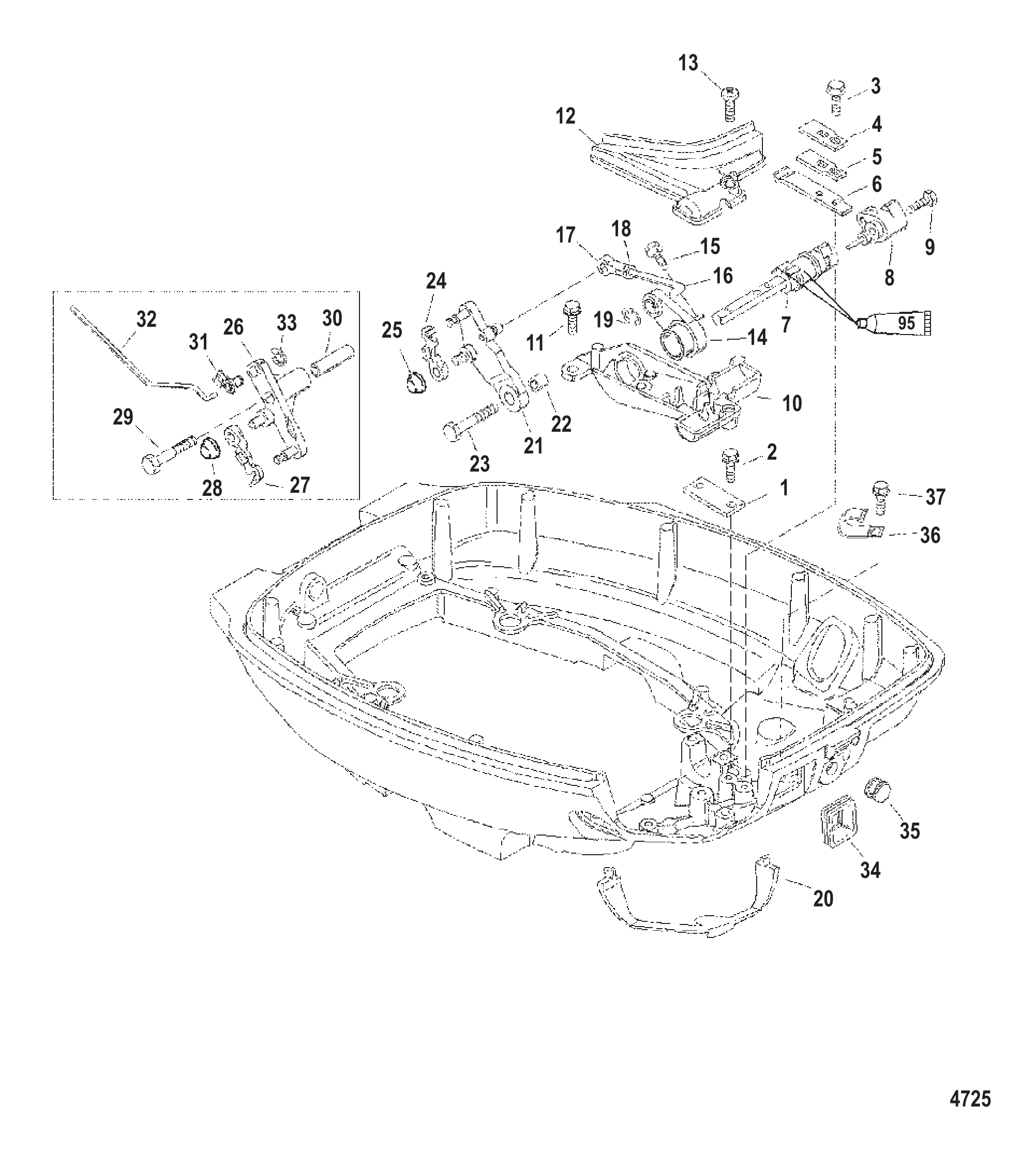 油门/换挡联动装置（无手柄型号） Throttle/Shift Linkage (Non-Handle Models)
