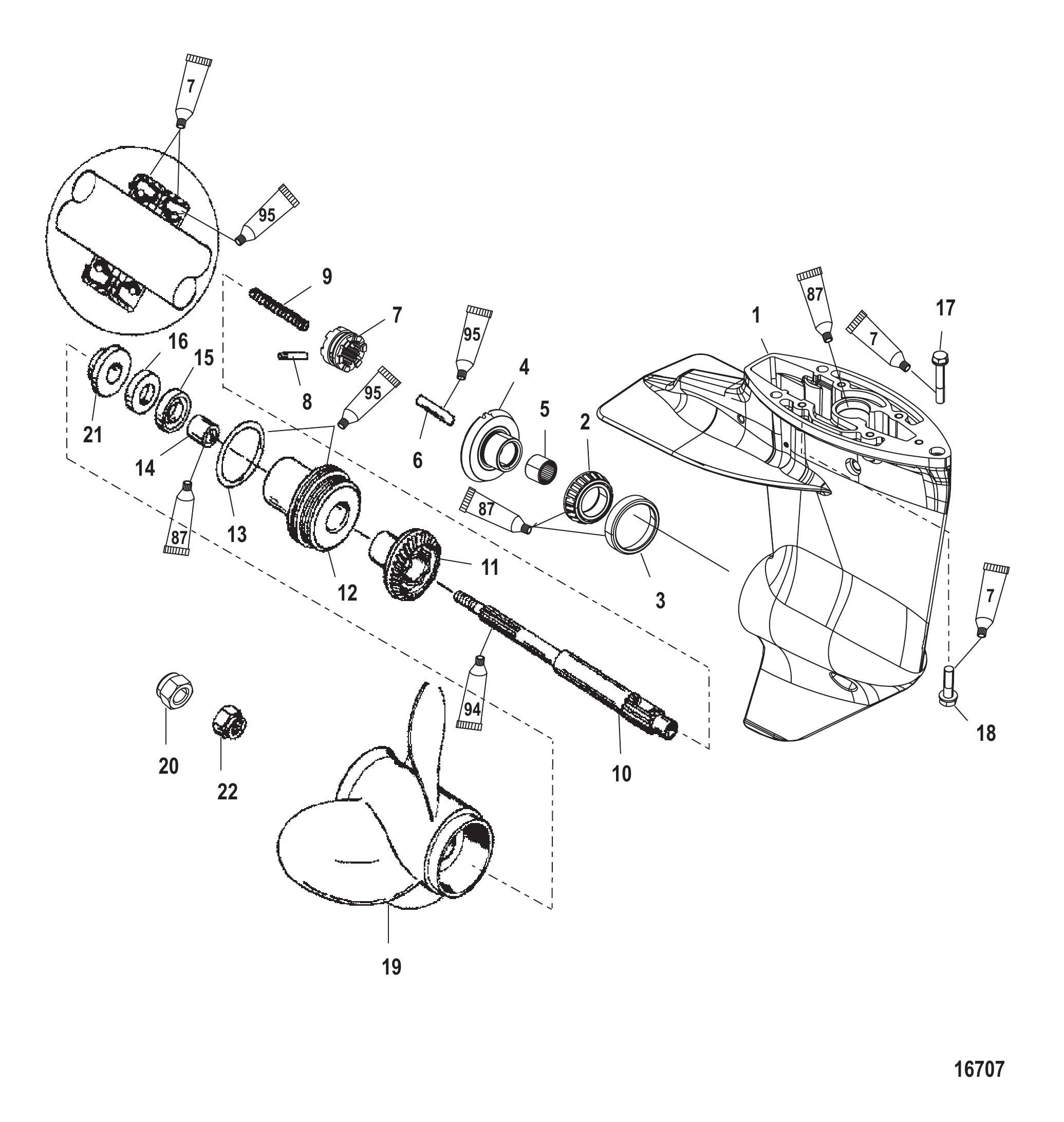 齿轮箱螺旋桨轴-2.00:1传动比-非大脚型 Gear Housing Propeller Shaft- 2.00:1 Gear Ratio-Non-Bigfoot