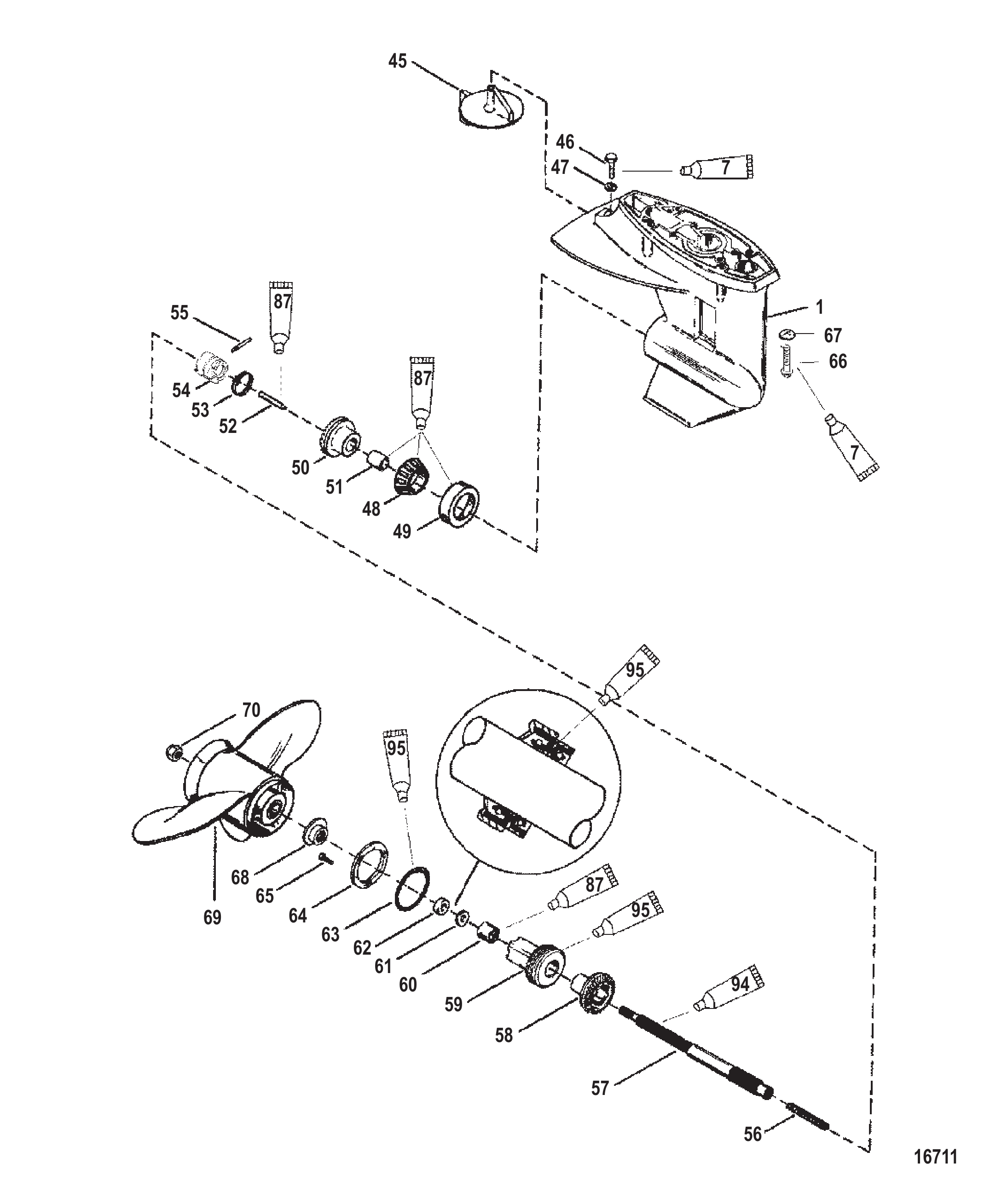 齿轮箱螺旋桨轴-2.42:1传动比-大脚型 Gear Housing Propeller Shaft - 2.42:1 Gear Ratio-Bigfoot
