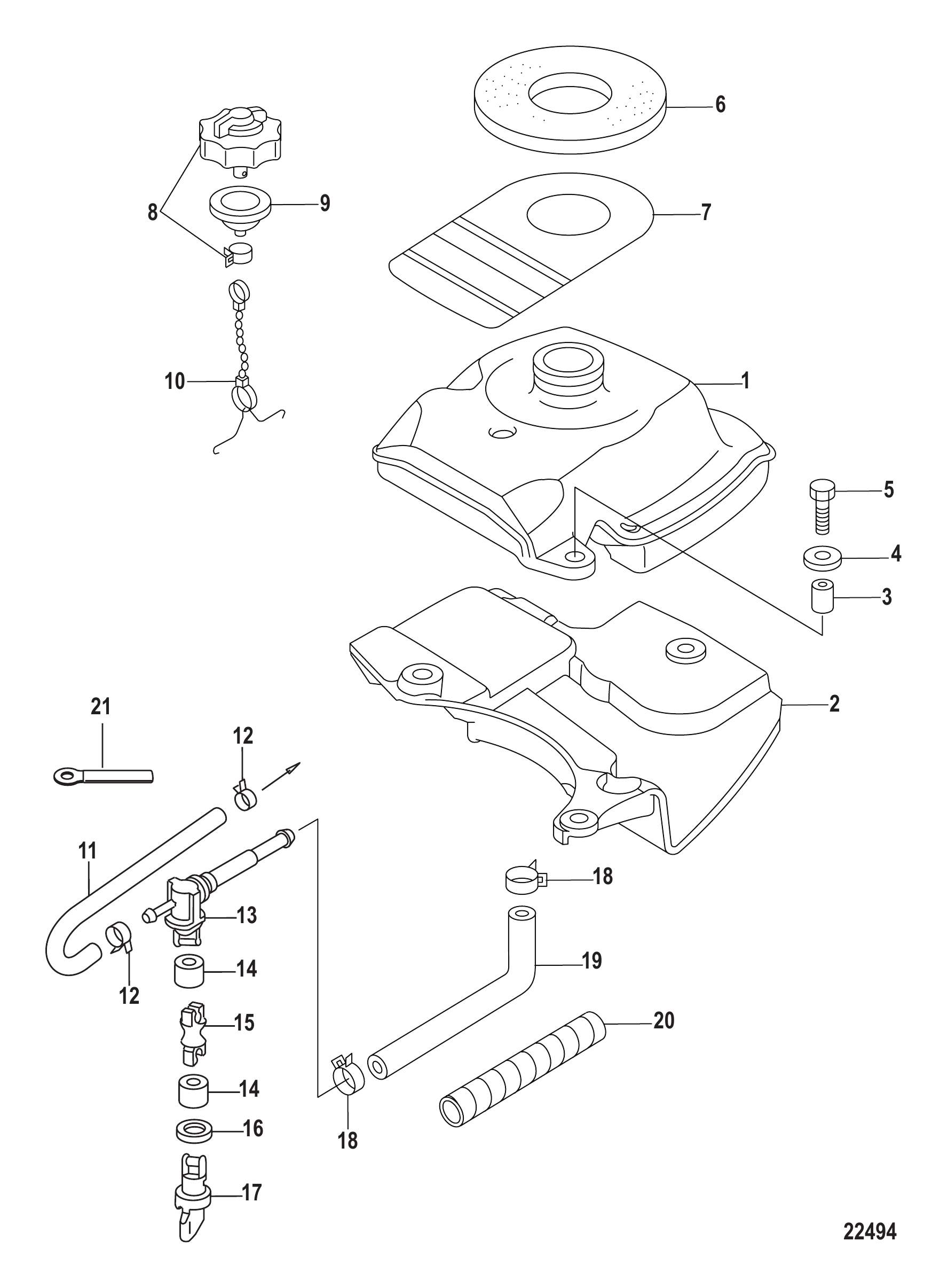 燃油箱全型号（序列号0R318095及以下） Fuel Tank All Models-Serial # 0R318095 and Below