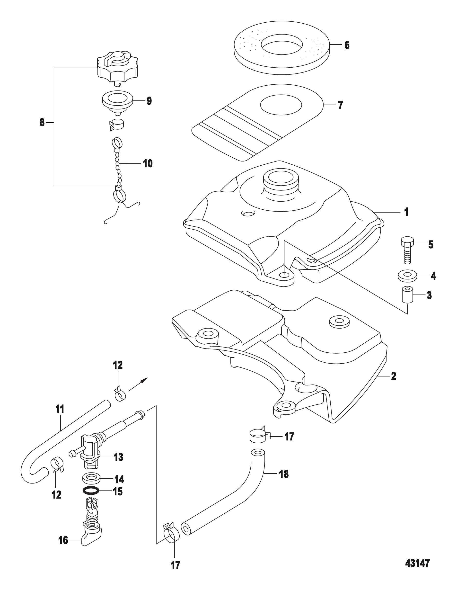 燃油箱非EPA型号（序列号0R448033及以上） Fuel Tank Non-EPA Models-Serial # 0R448033 and Up
