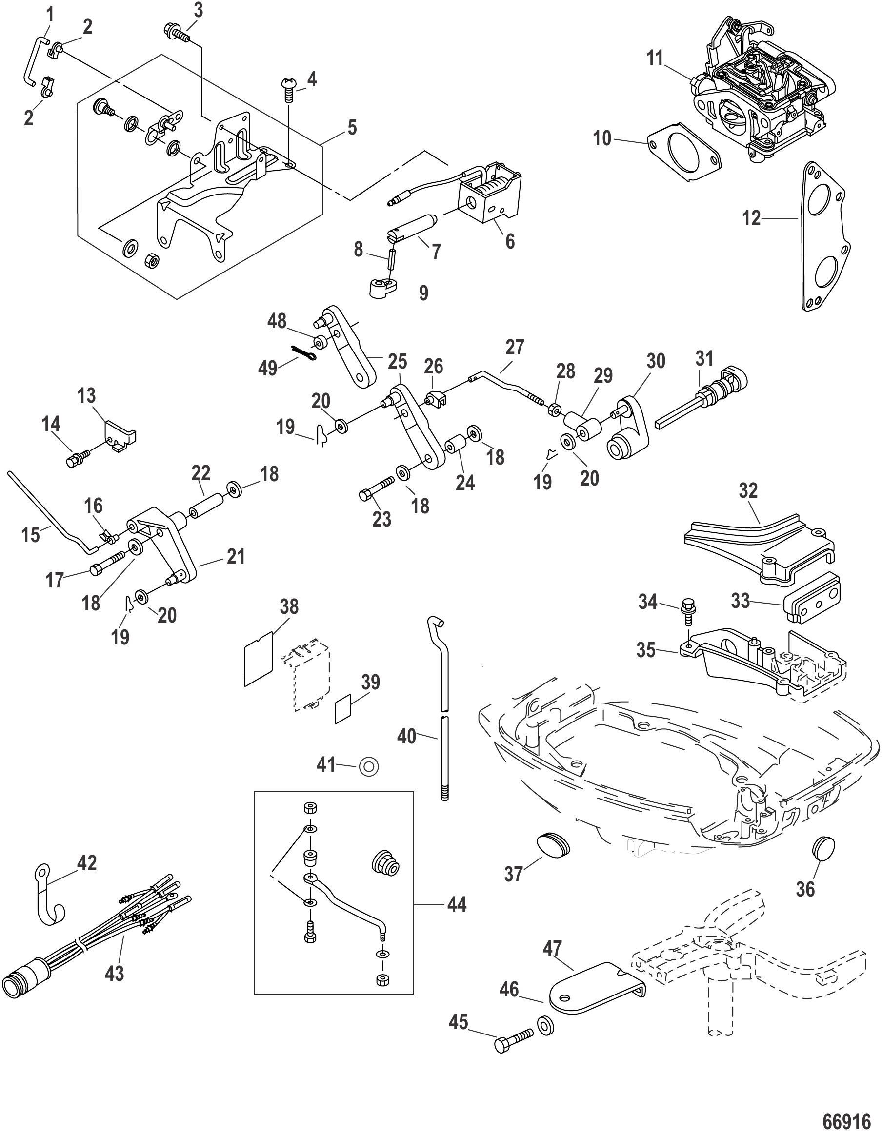 遥控转换套件（15-20马力） Remote Control Conversion Kit 15-20 HP