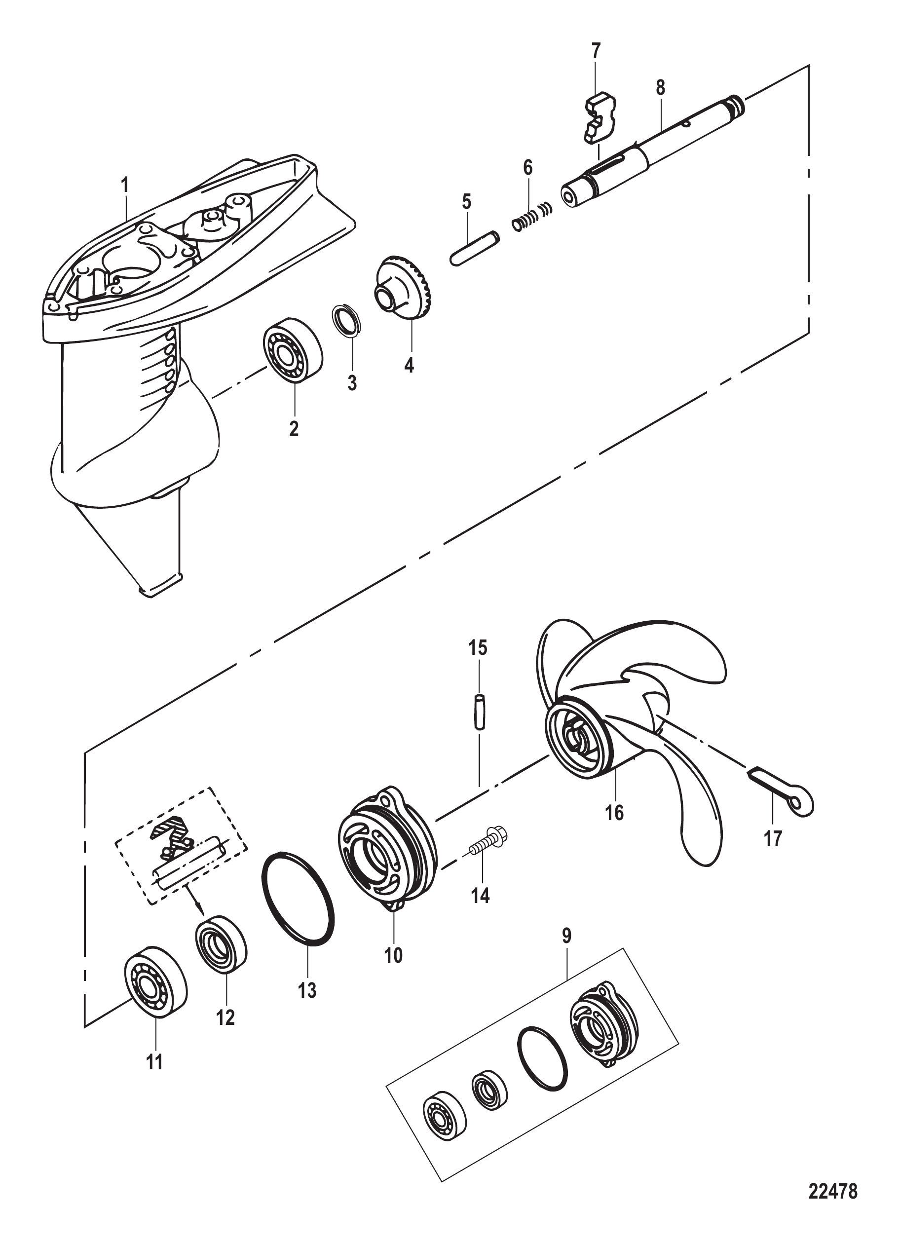 齿轮箱总成螺旋桨轴 Gear Housing Assembly Propeller Shaft