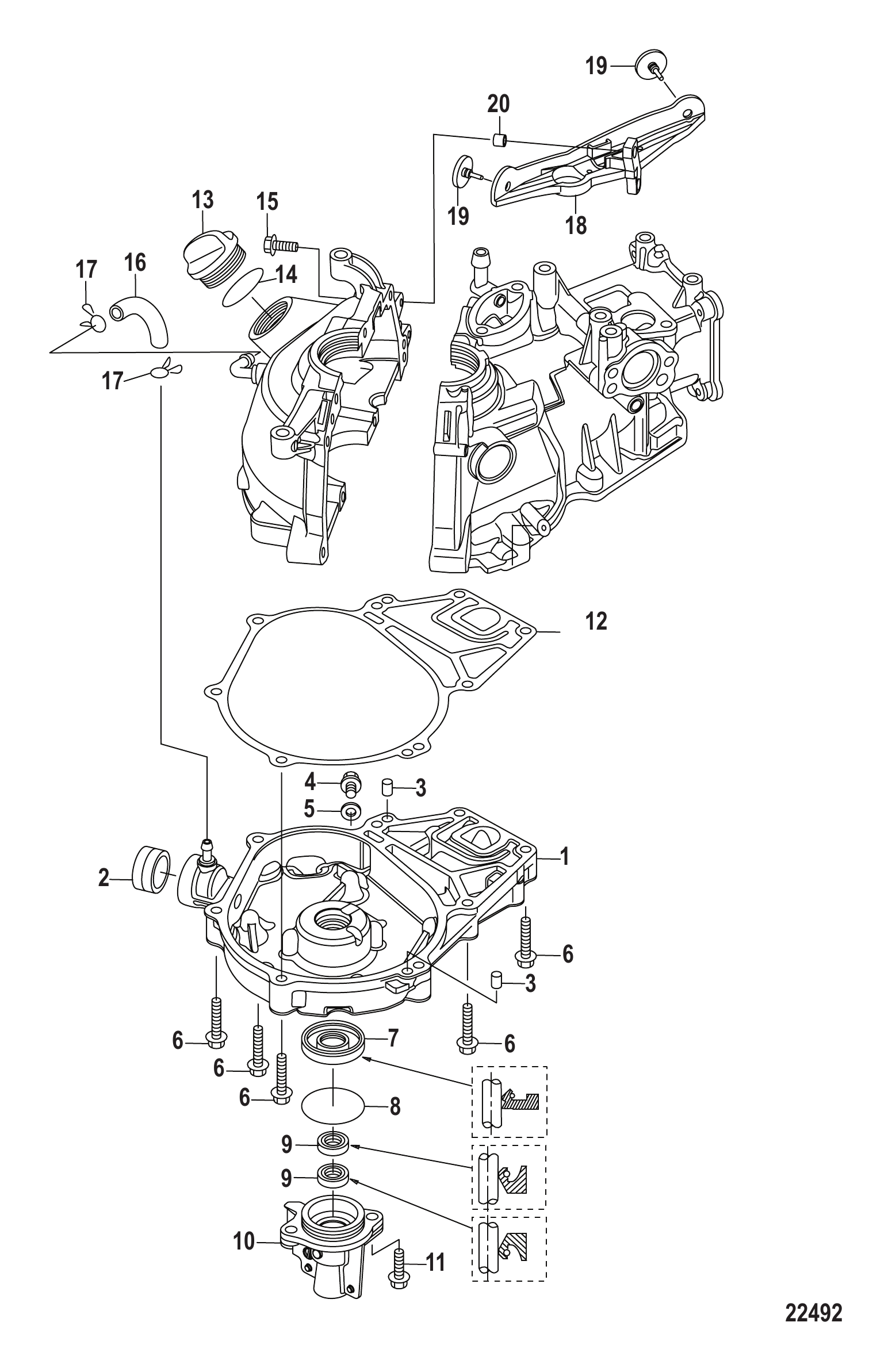 油底壳（序列号0R318095及以下） Oil Pan Serial # 0R318095 and Below