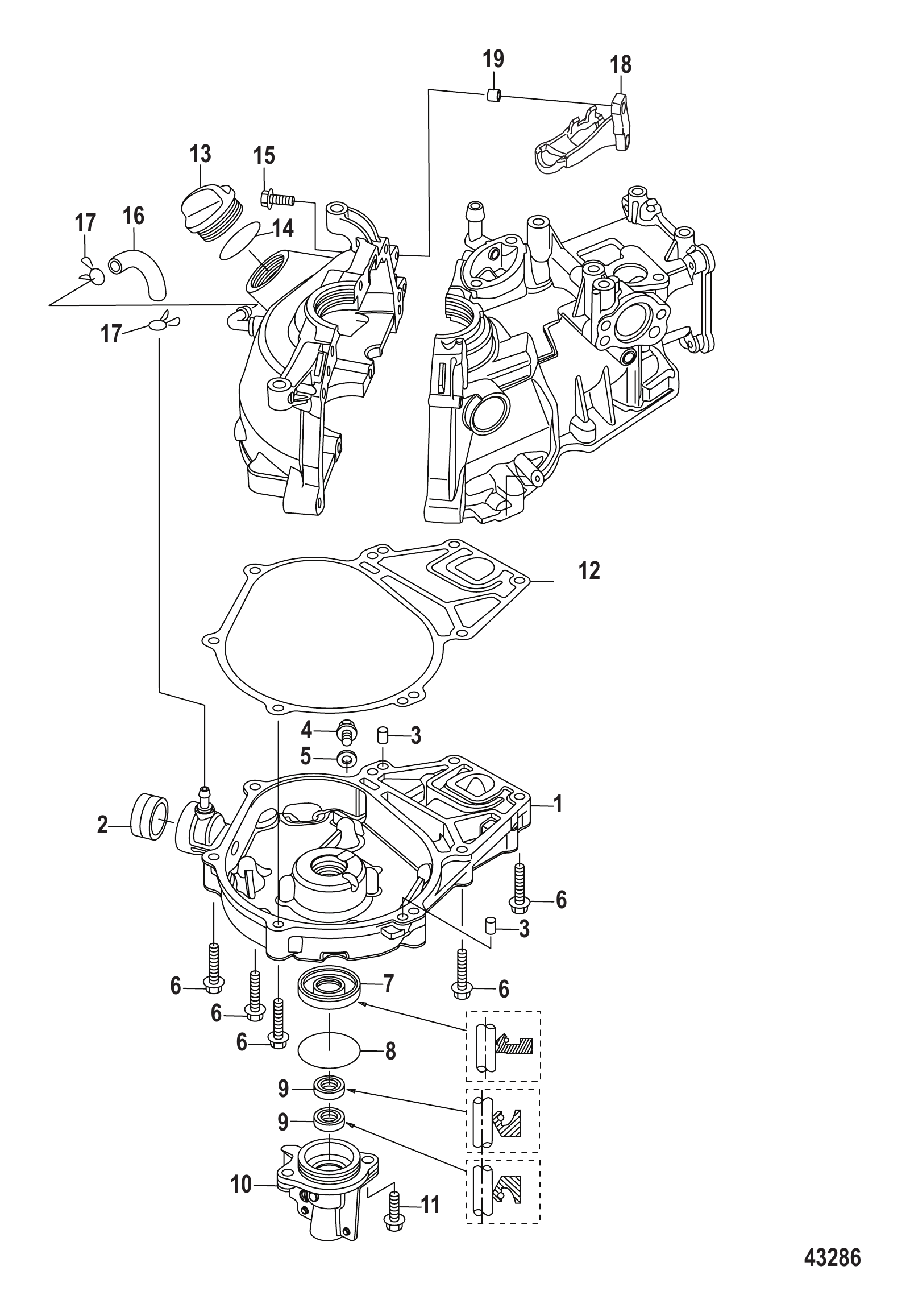 油底壳（序列号0R318096及以上） Oil Pan Serial # 0R318096 and Up