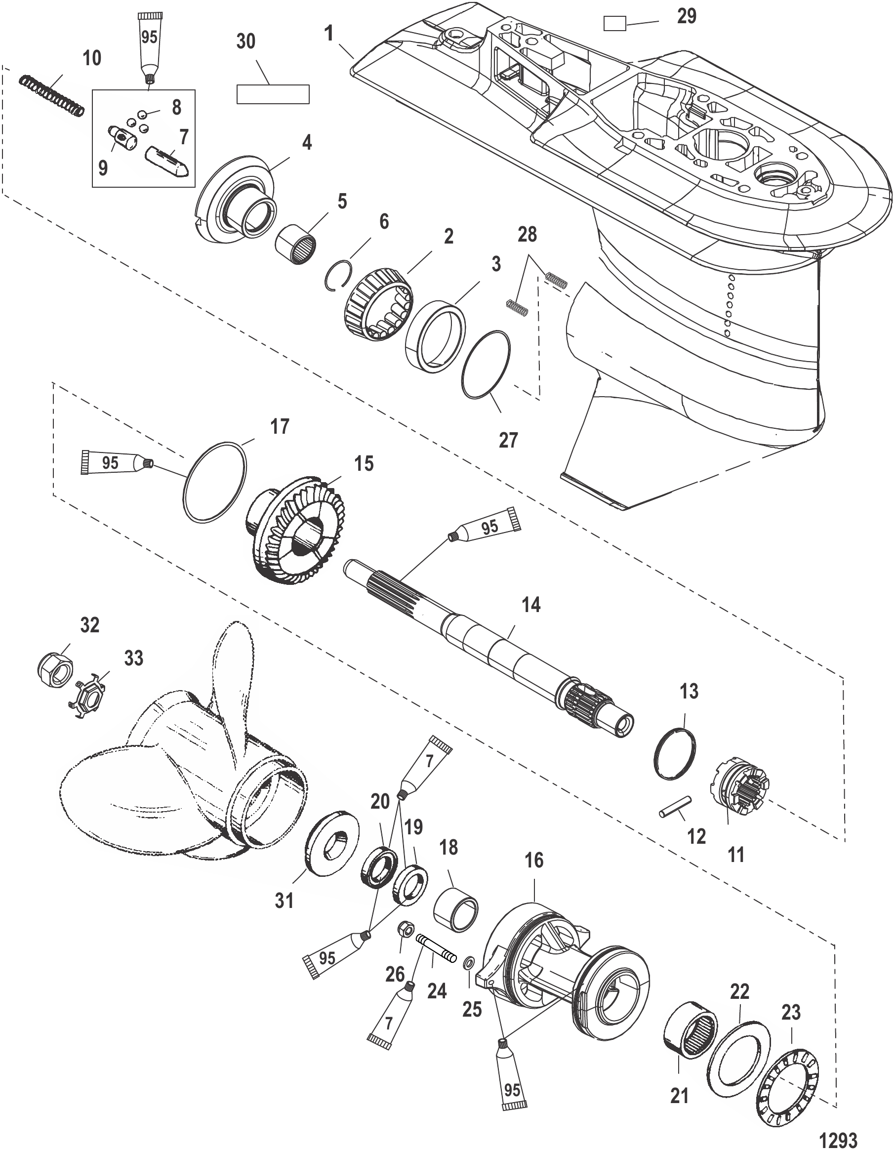 Gear Housing (Prop Shaft - 2.33:1 - S/N-0T625304 and up)