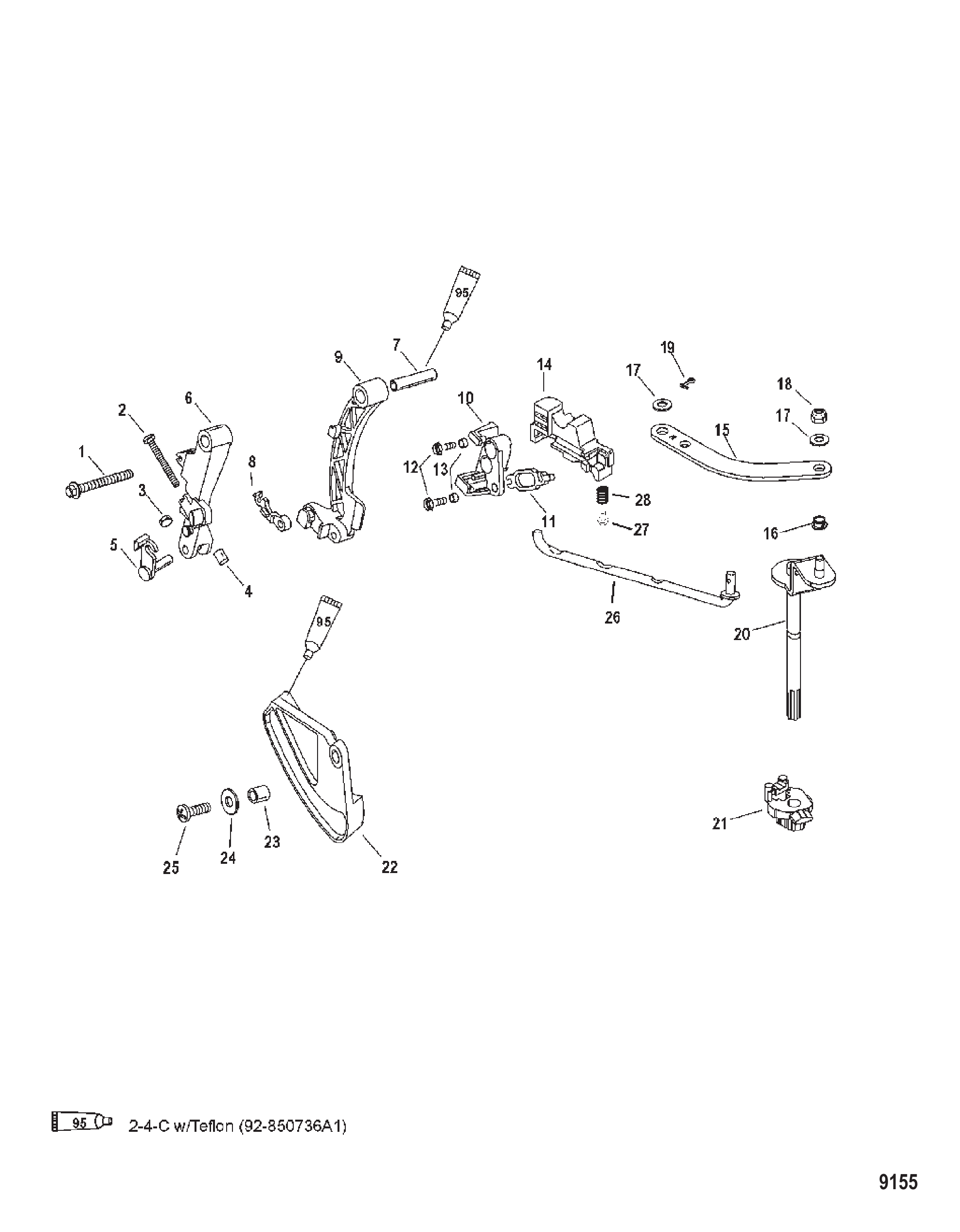 连杆机构（手动大脚型-0G960499及以下） Linkage (Manual Bigfoot-0G960499 and Below)
