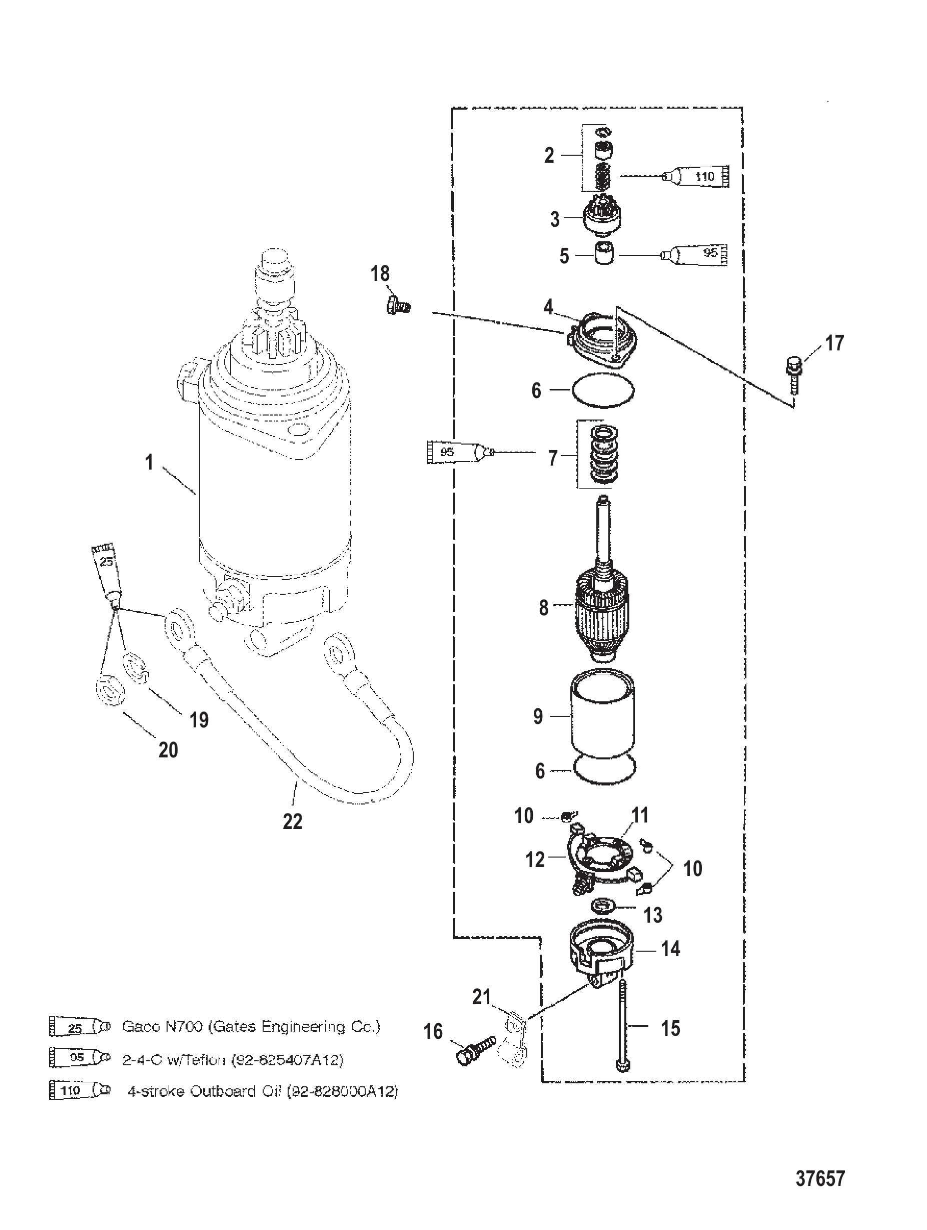 启动马达（序列号0G472132及以下） STARTER MOTOR (S/N-0G472132 AND BELOW)