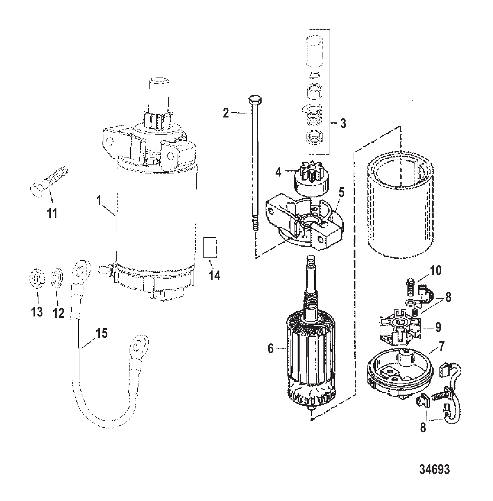 启动马达（序列号0G472133及以上） STARTER MOTOR (S/N-0G472133 AND UP)