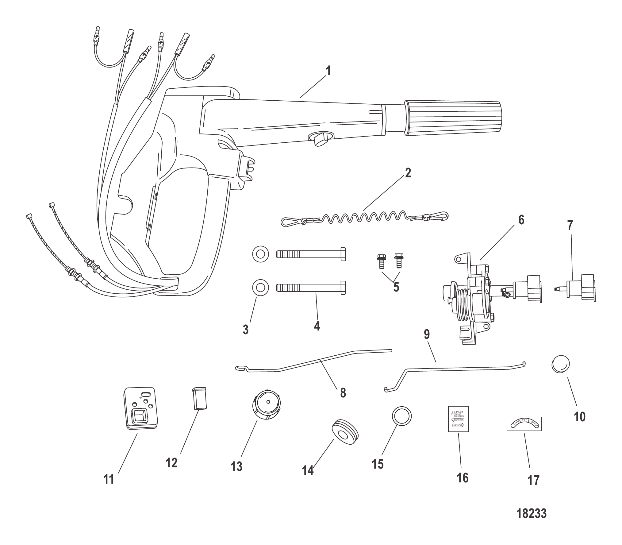 舵柄转换套件8/9.9马力手动896289A01 Tiller Handle Conversion Kit 8/9.9 Hp Manual 896289A01