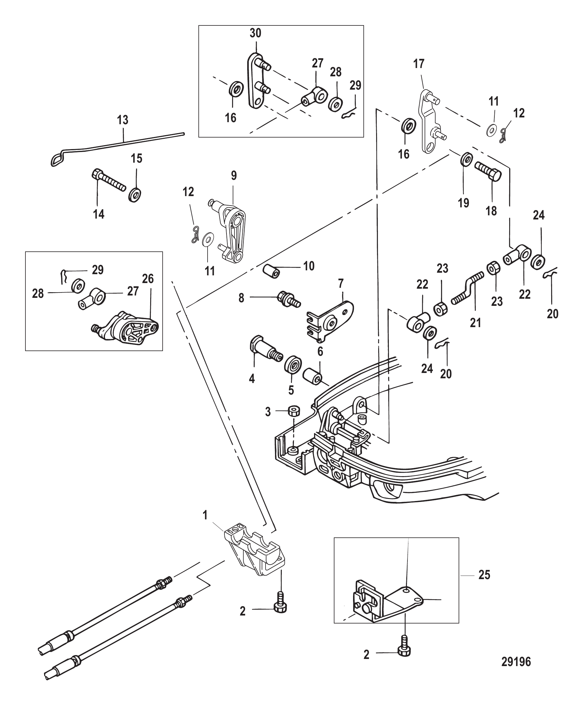 9.9马力遥控型号油门/换挡联动装置 Throttle/Shift Linkage 9.9 Remote Models
