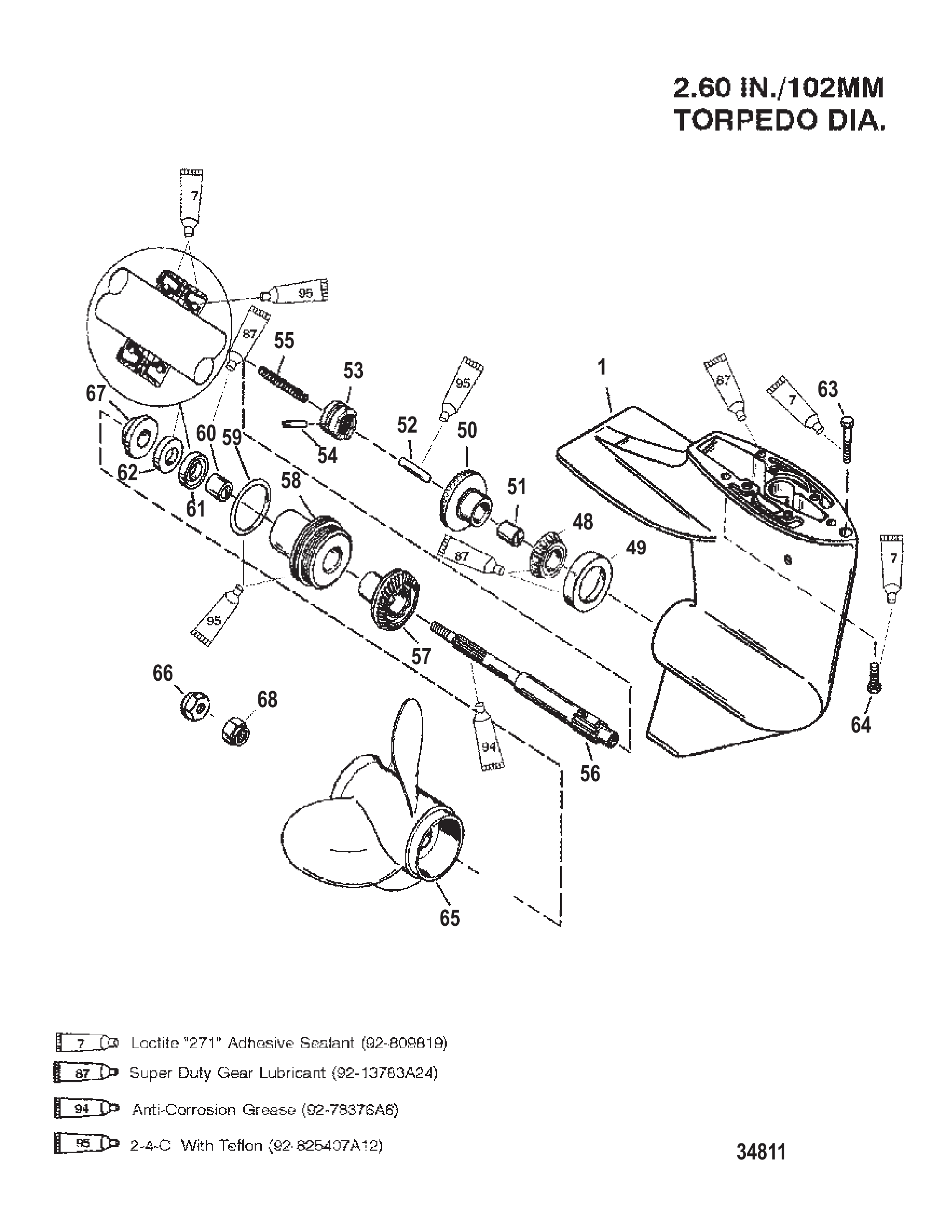 齿轮箱螺旋桨轴-2.00:1齿轮比 Gear Housing Propeller Shaft - 2.00:1 Gear Ratio